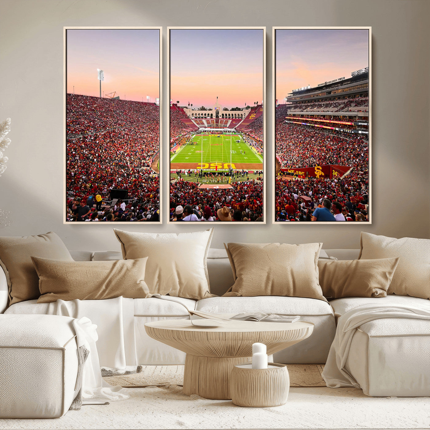 MGV-FC-48X32-3P - The University of Southern California USC Trojans Football Team Print - Los Angeles Memorial