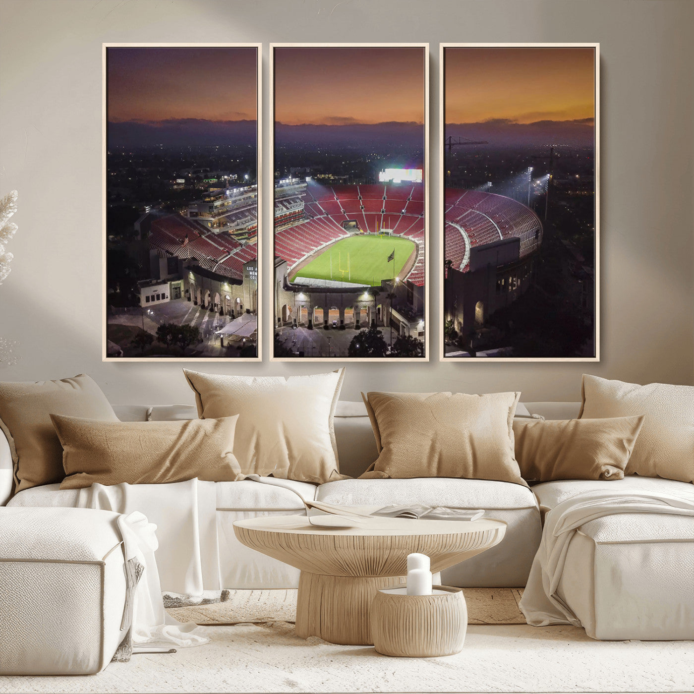 MGV-FC-48X32-3P - The University of Southern California USC Trojans Football Team Print - Los Angeles Memorial