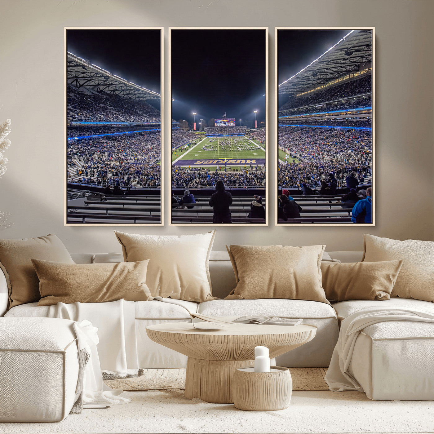 MGV-FC-48X32-3P - The University of Washington Huskies Football Team Print - Seattle Husky Stadium Wall Art Canvas