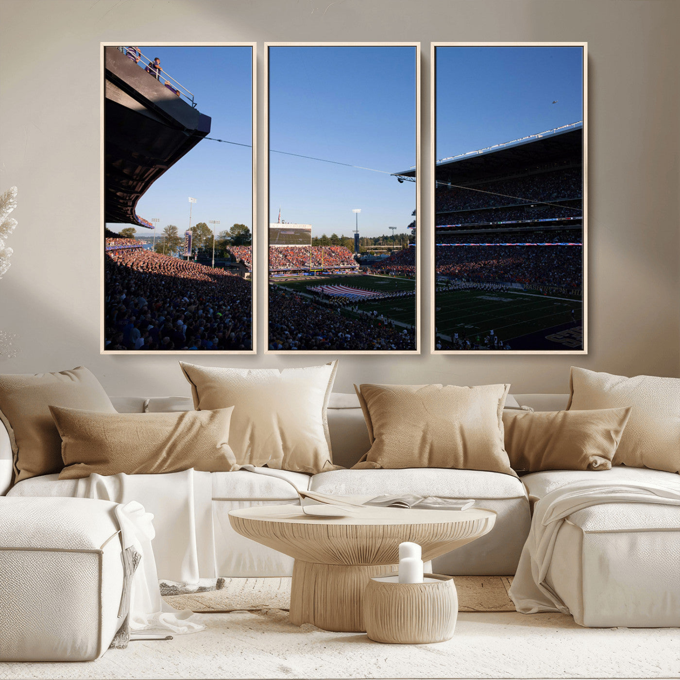 MGV-FC-48X32-3P - The University of Washington Huskies Football Team Print - Seattle Husky Stadium Wall Art Canvas
