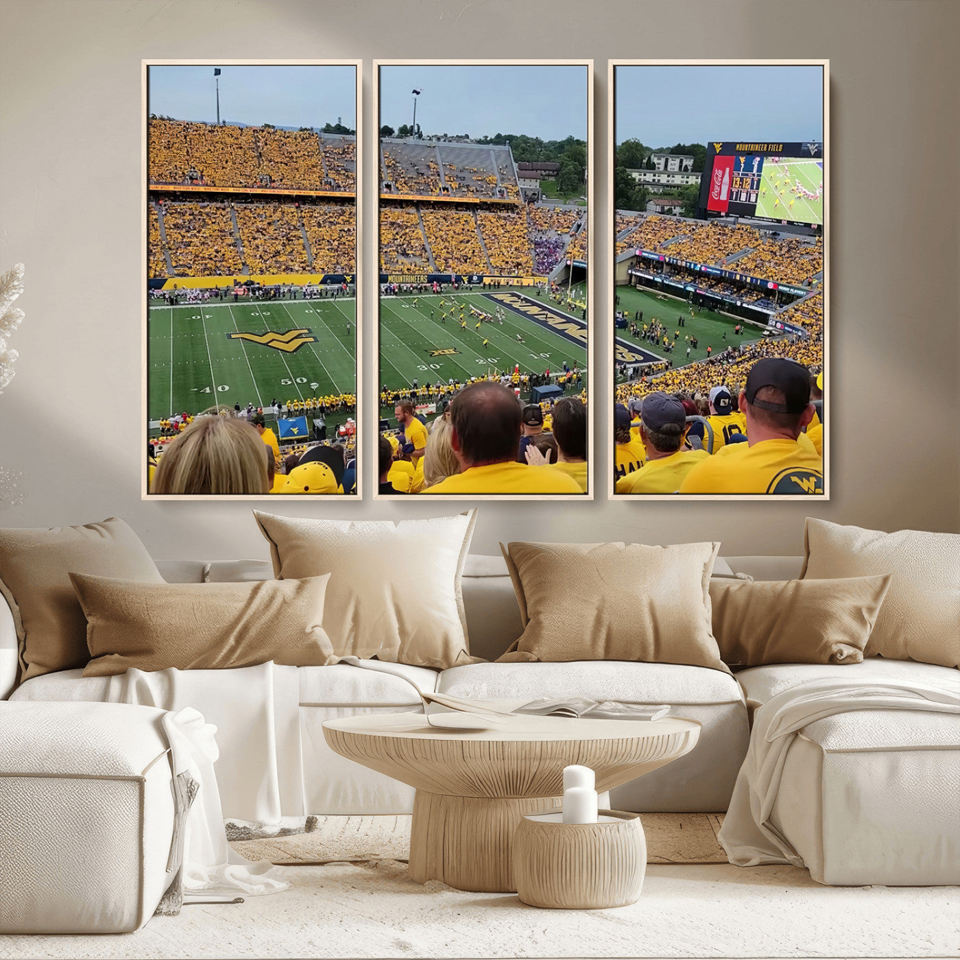 MGV-FC-48X32-3P - Puskar Stadium Canvas Print Wall Art - Morgantown Print - West Virginia University Mountaineers