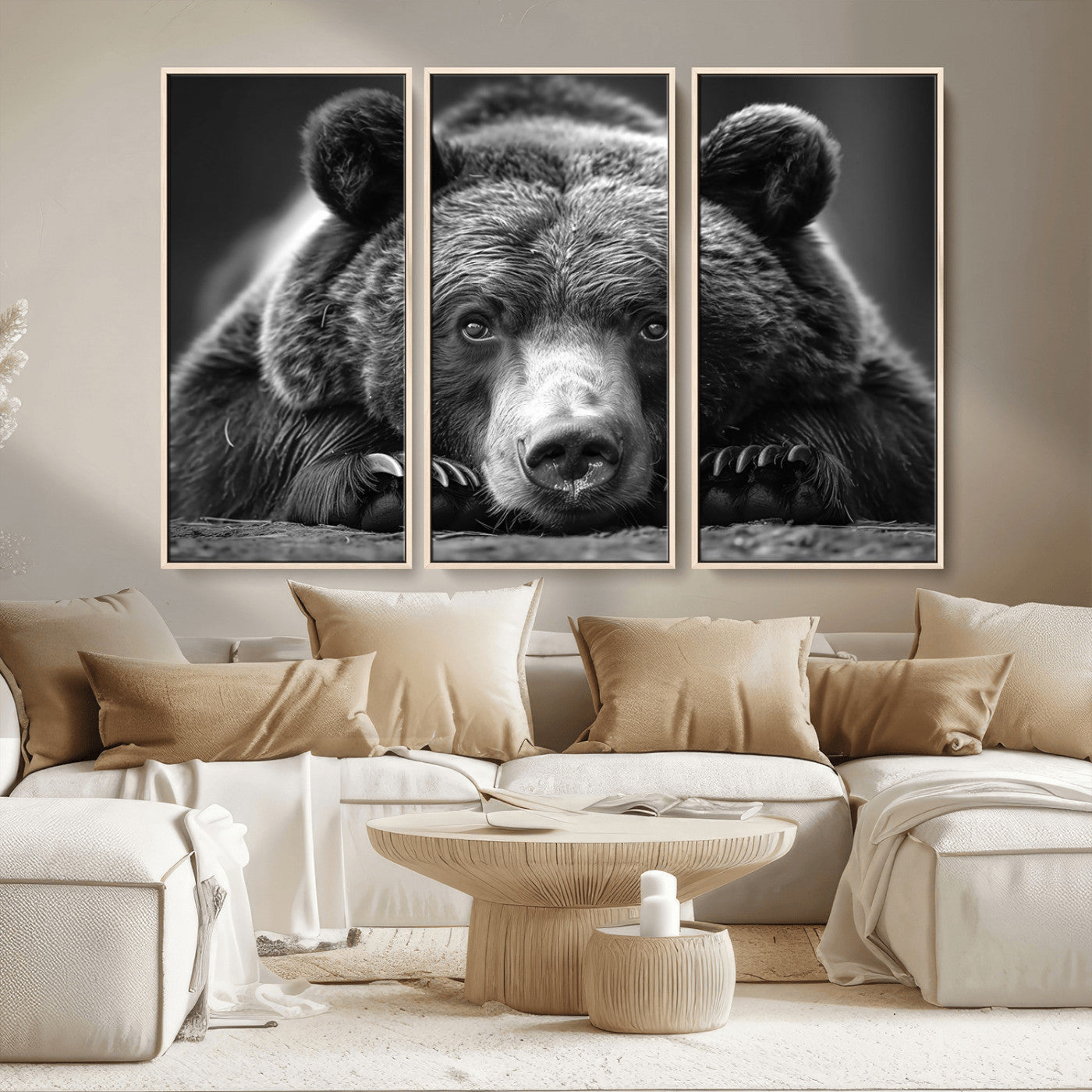 MGV-FC-48X32-3P - Resting Grizzly 399 Bear Canvas Print | Ready to Hang Wall Art | Rustic Cabin & Farmhouse Decor |