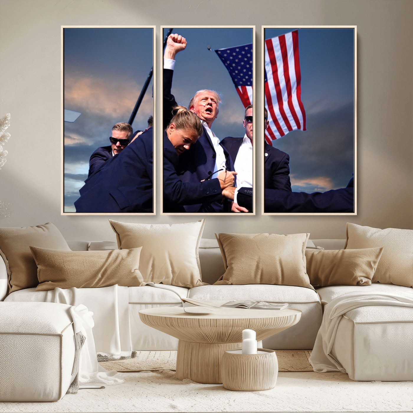MGV-FC-48X32-3P - Donald Trump Assassination Attempt Wall Art Print, Trump Historic Footage - Iconic Reaction by Trump