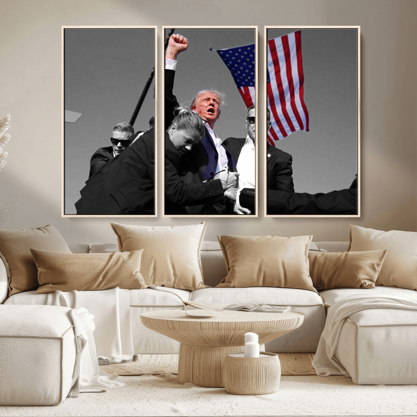 MGV-FC-48X32-3P - Donald Trump Assassination Attempt Wall Art Print, Trump Historic Footage - Iconic Reaction by Trump
