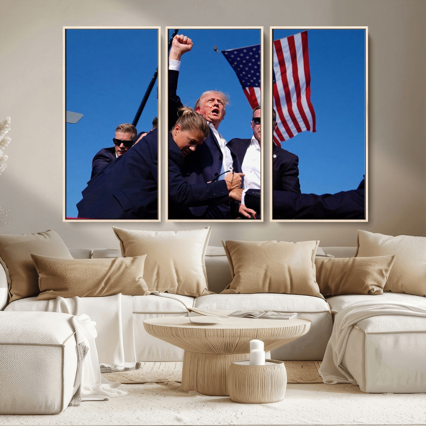 MGV-FC-48X32-3P - Donald Trump Assassination Attempt Wall Art Print, Trump Historic Footage - Iconic Reaction by Trump