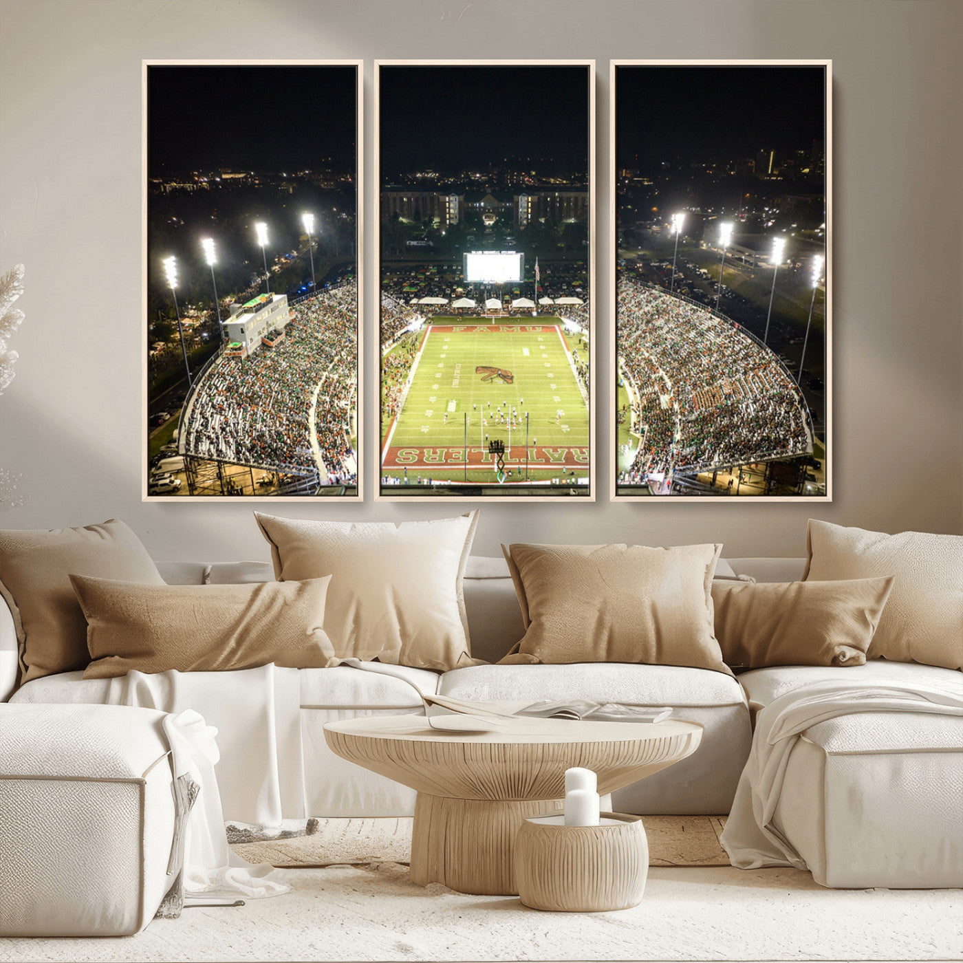 MGV-FC-48X32-3P - Florida A&M Rattlers Football Team Print - Tallahassee Bragg Memorial Stadium Wall Art Canvas Print