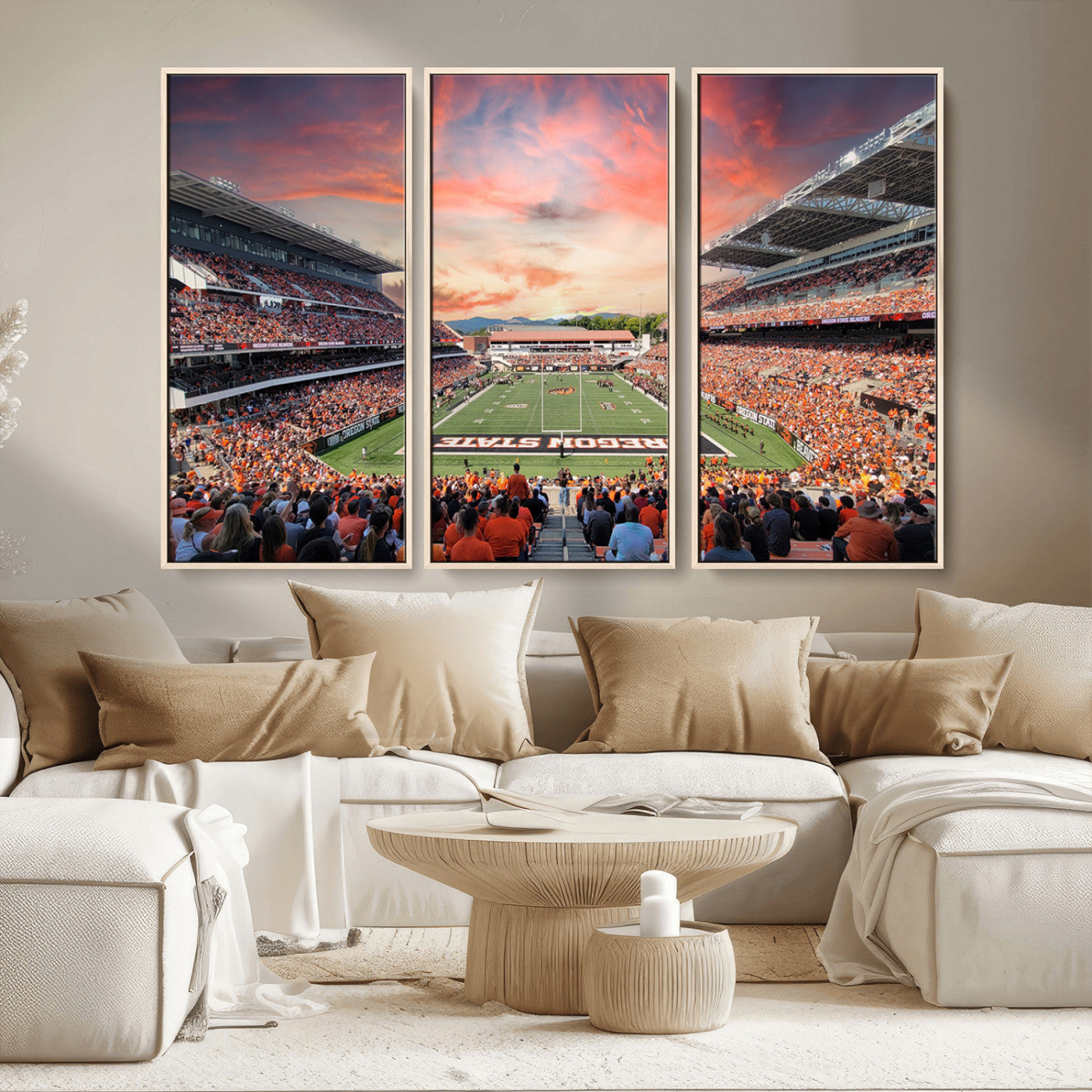 MGV-FC-48X32-3P - Oregon State Beavers Football Team Print - Corvallis Reser Stadium Wall Art Canvas Print