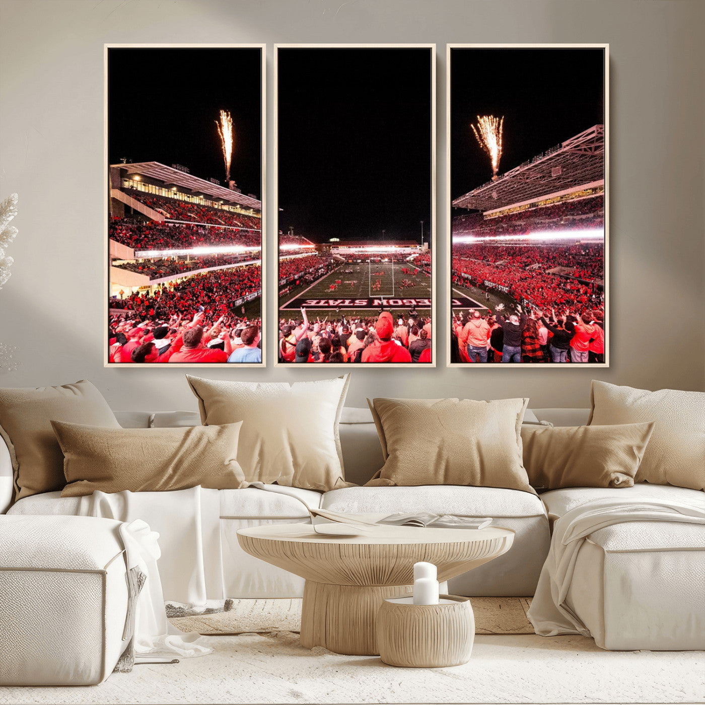MGV-FC-48X32-3P - Oregon State Beavers Football Team Print - Corvallis Reser Stadium Wall Art Canvas Print