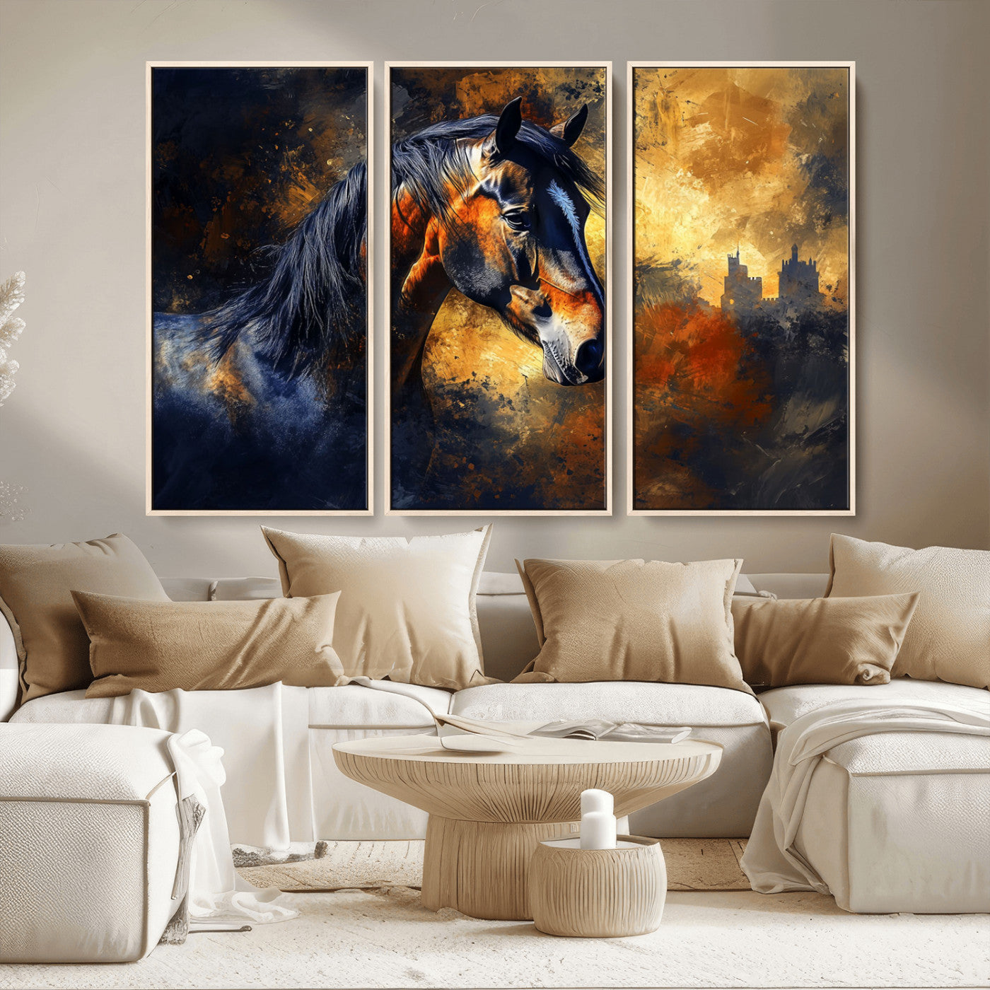 MGV-FC-48X32-3P - Abstract Horse Art Print - Abstract Canvas Wall Art | Perfect for Rustic Farmhouse, Modern, or