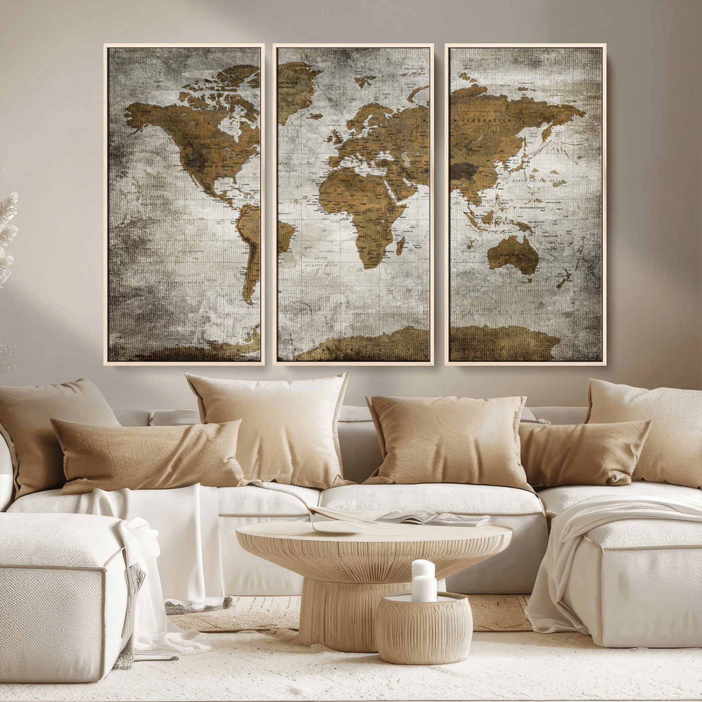 MGV-FC-48X32-3P - Push Pin World Map Canvas Print – Framed Wall Art for Couples to Track Their Travels – Anniversary
