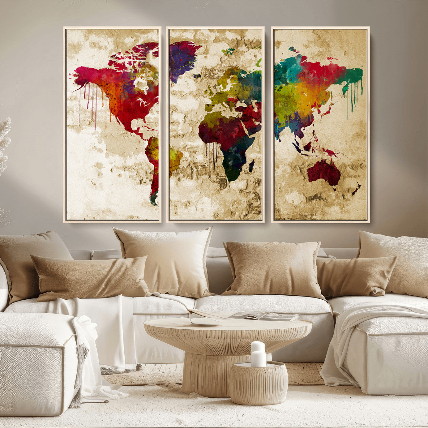 MGV-FC-48X32-3P - Push Pin World Map Canvas Print – Framed Wall Art for Couples to Track Their Travels – Anniversary
