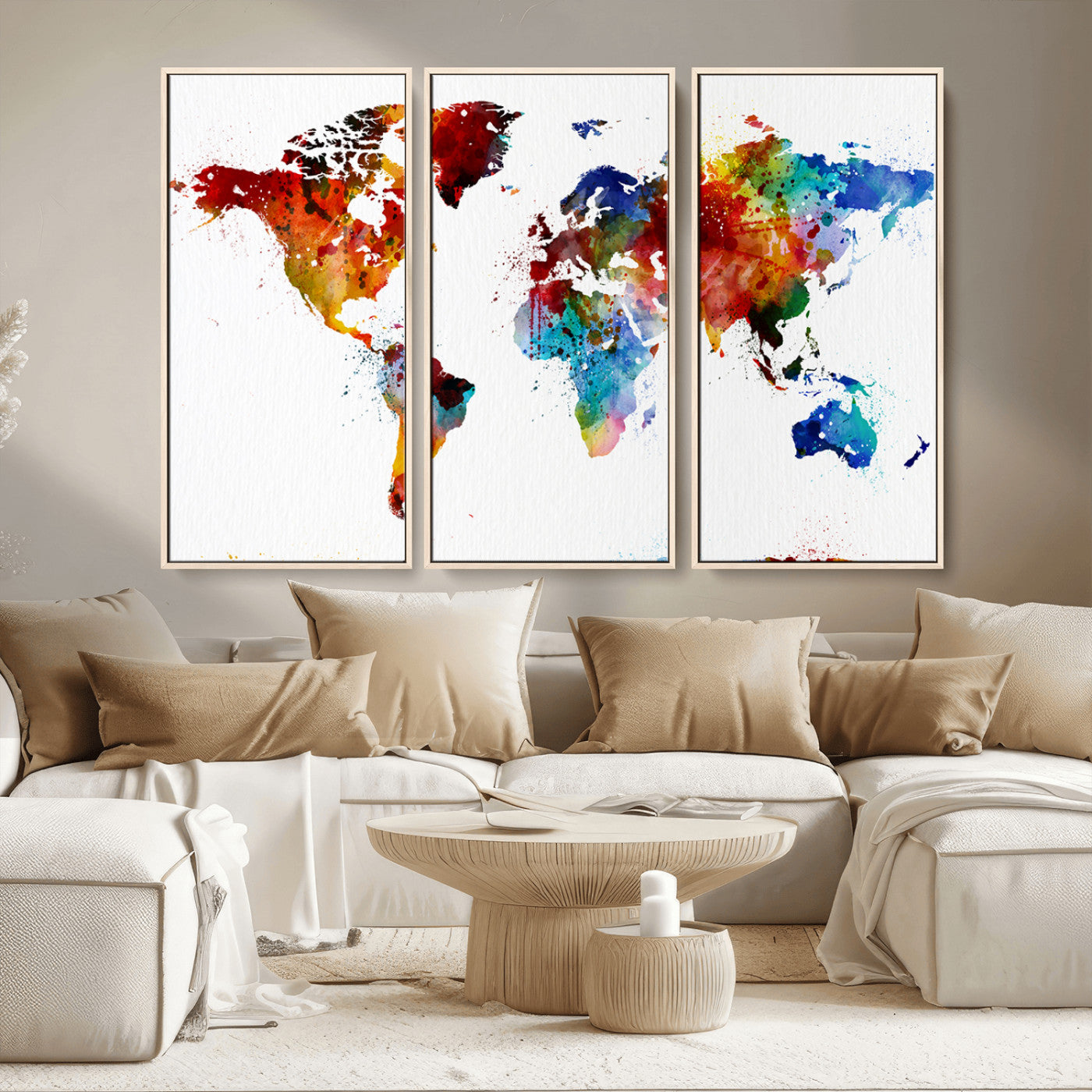 MGV-FC-48X32-3P - Push Pin World Map Canvas Print – Framed Wall Art for Couples to Track Their Travels – Anniversary