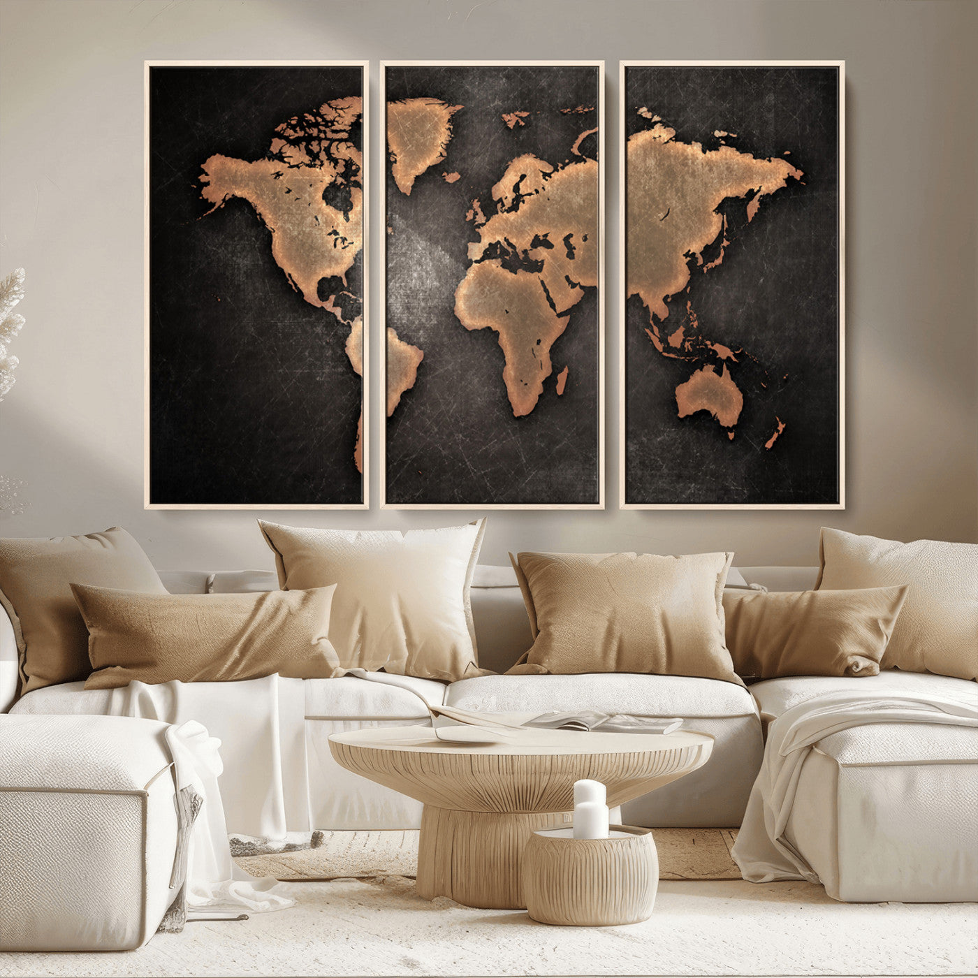 MGV-FC-48X32-3P - Push Pin World Map Canvas Print – Framed Wall Art for Couples to Track Their Travels – Anniversary
