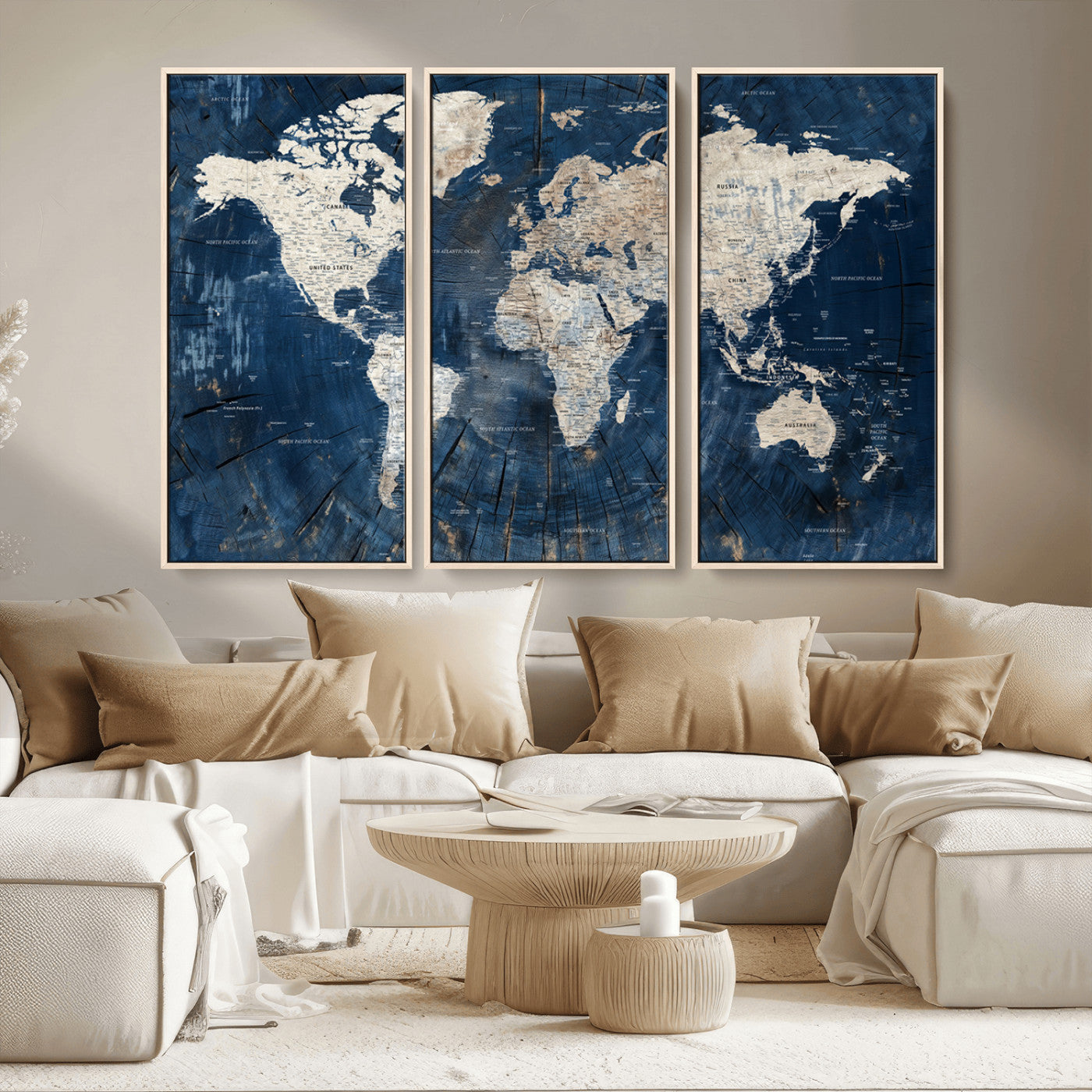 MGV-FC-48X32-3P - Push Pin World Map Canvas Print – Framed Wall Art for Couples to Track Their Travels – Anniversary