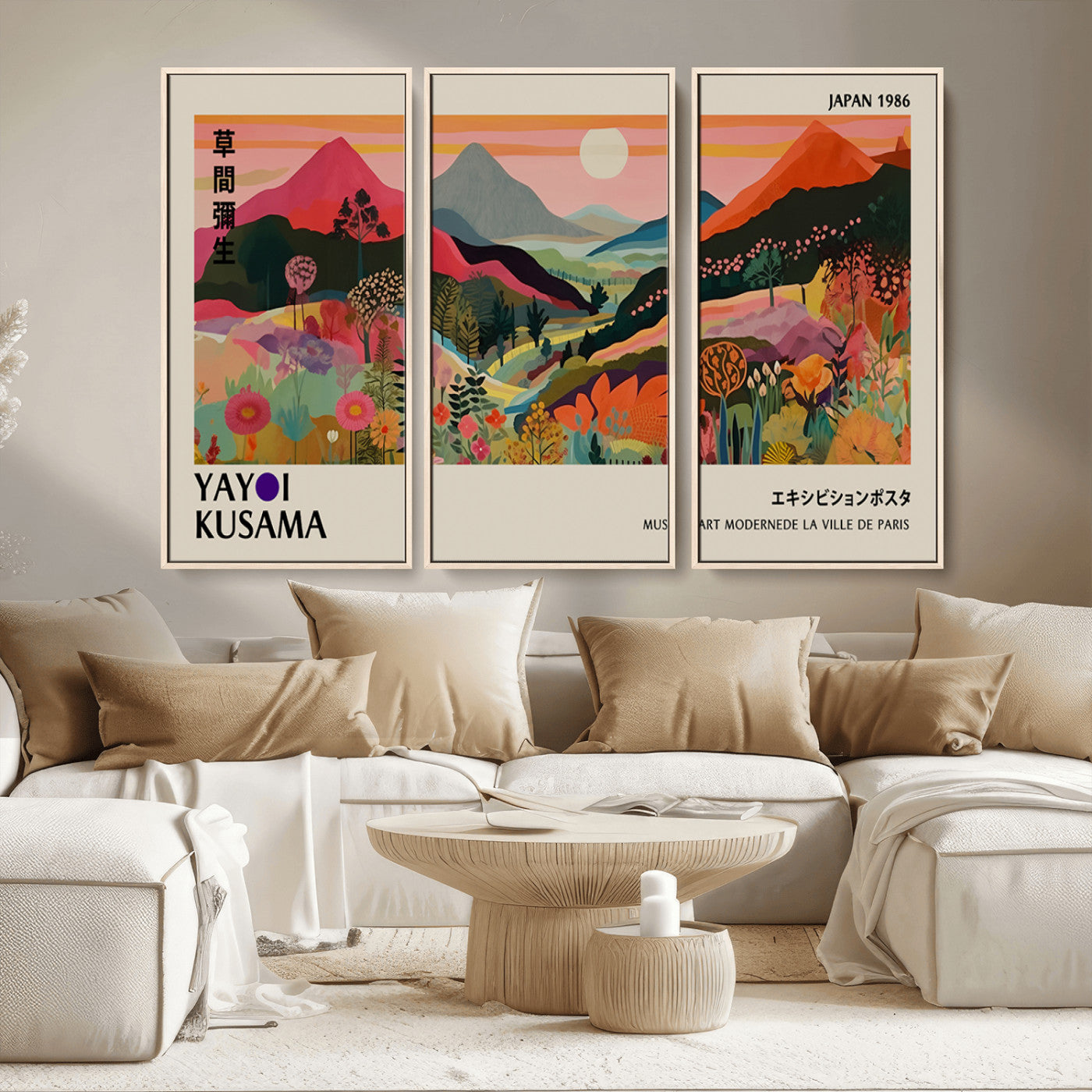 MGV-FC-48X32-3P - Yayoi Ba Bam 1986 Wall Art Print - Comes Away to Kiss Sabi Sabi Japanese Wall Art Print - Vibrant