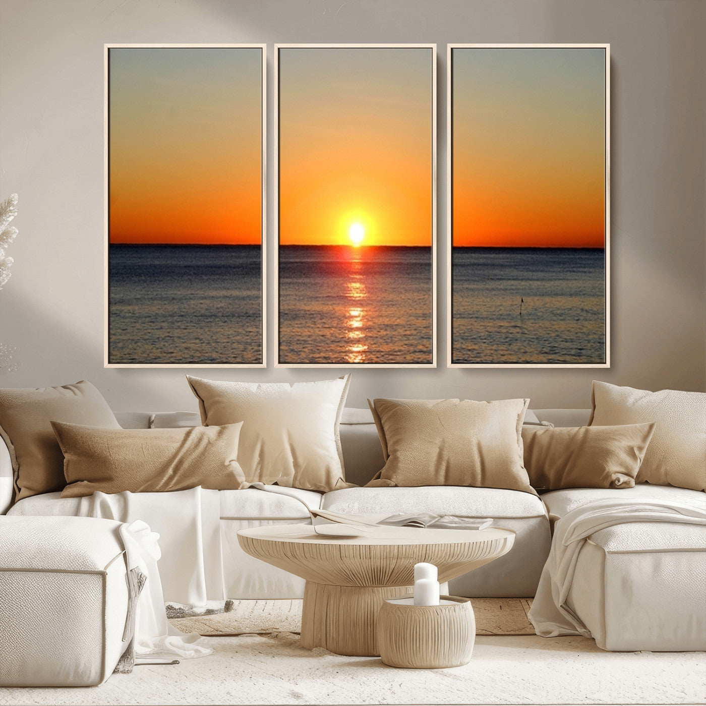 54676-MGV-CV-36X24-Golden Horizon Sunset Over Ocean Wall Art Canvas Print – Tropical Beach Canvas Wall Art – Giclee
