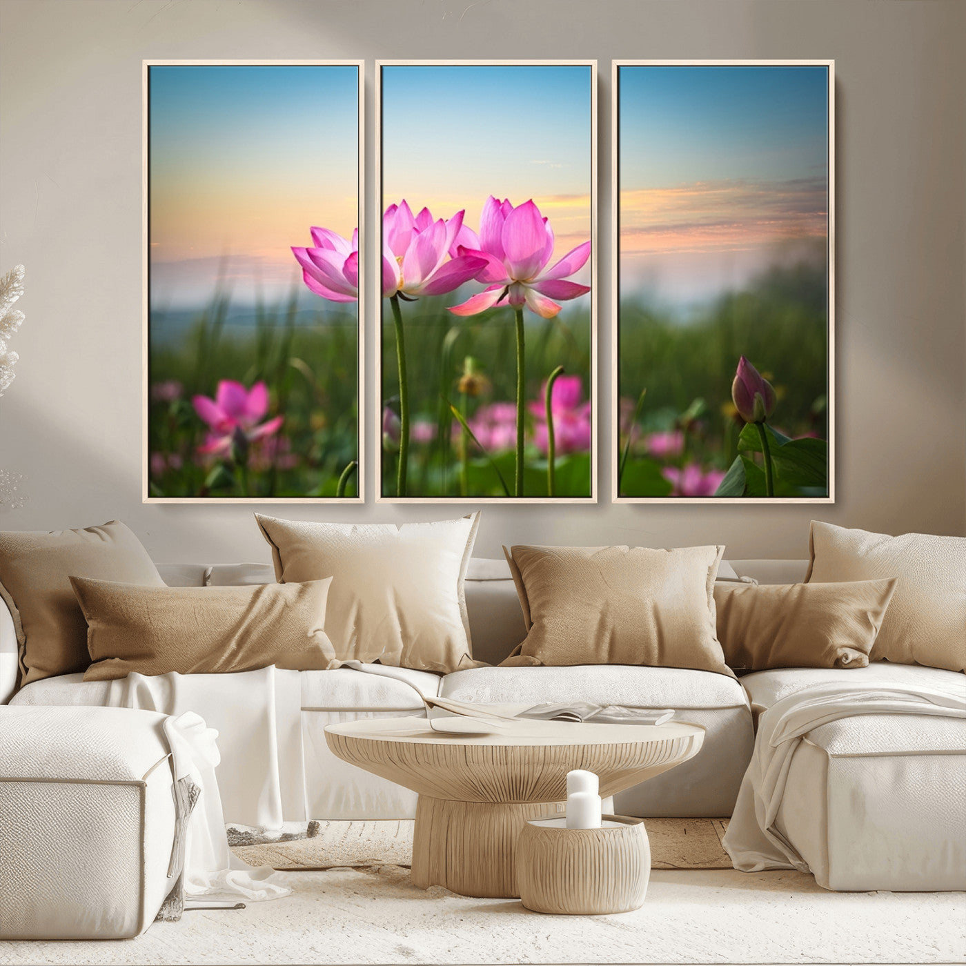 MGV-FC-48X32-3P - Pink Flower on the Mountain Canvas Print, Framed Pink Flower Canvas Wall Art