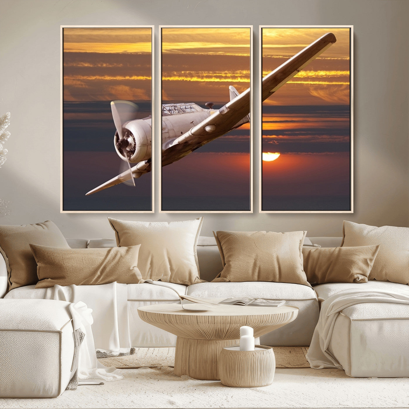 MGV-FC-48X32-3P - Old War Plane Wall Art Canvas Print