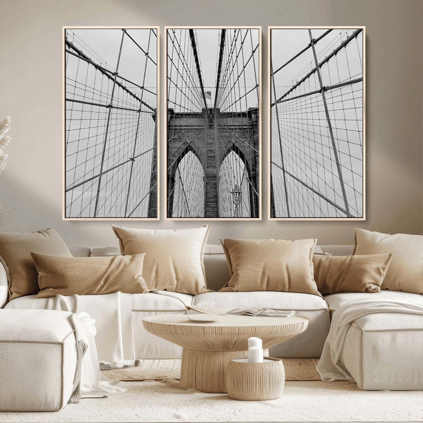 MGV-FC-48X32-3P - Large Brooklyn Bridge Wall Art Canvas Print