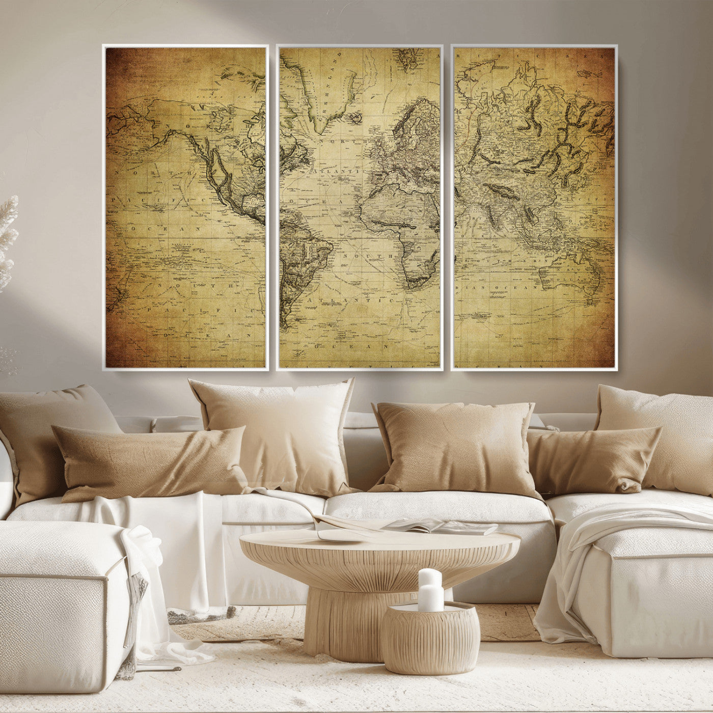 MGV-FC-48X32-3P - Push Pin World Map Canvas Print – Framed Wall Art for Couples to Track Their Travels – Anniversary