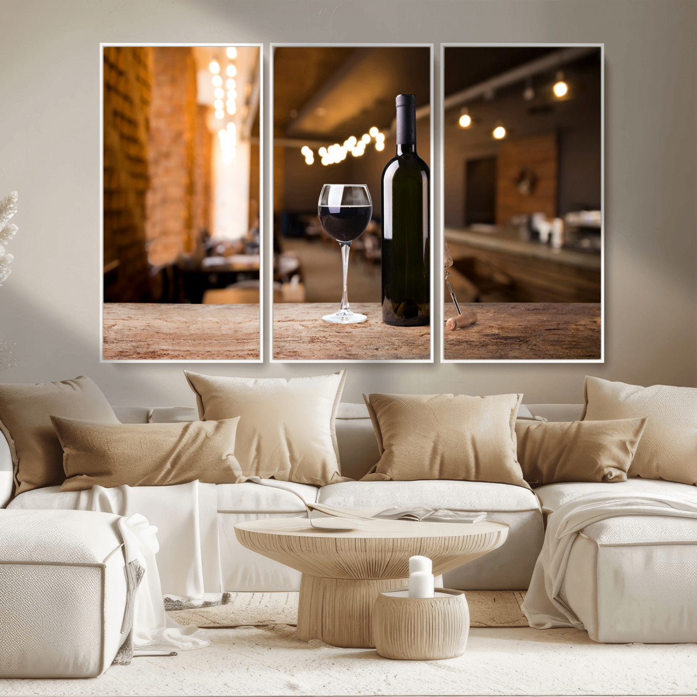 MGV-FC-48X32-3P - Wine and Bottle Wall Art Canvas Print