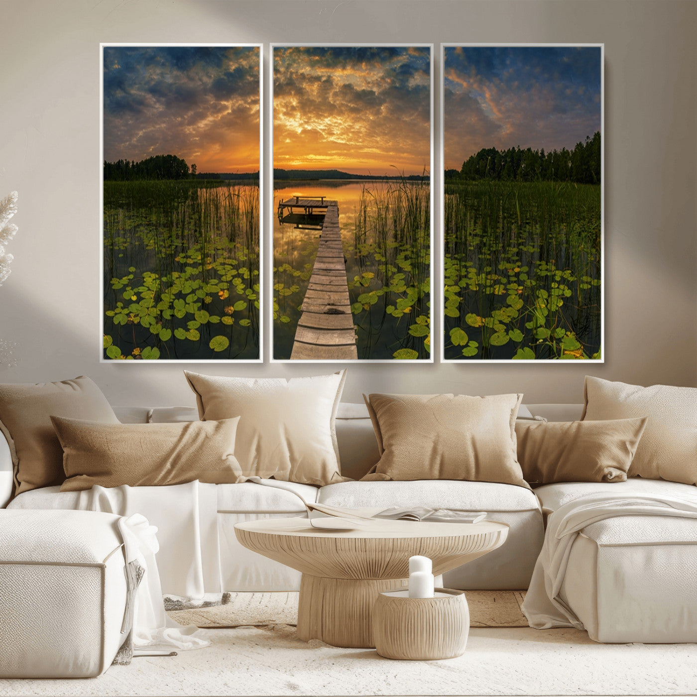 MGV-FC-48X32-3P - Lake and Flower Wall Art Canvas Print
