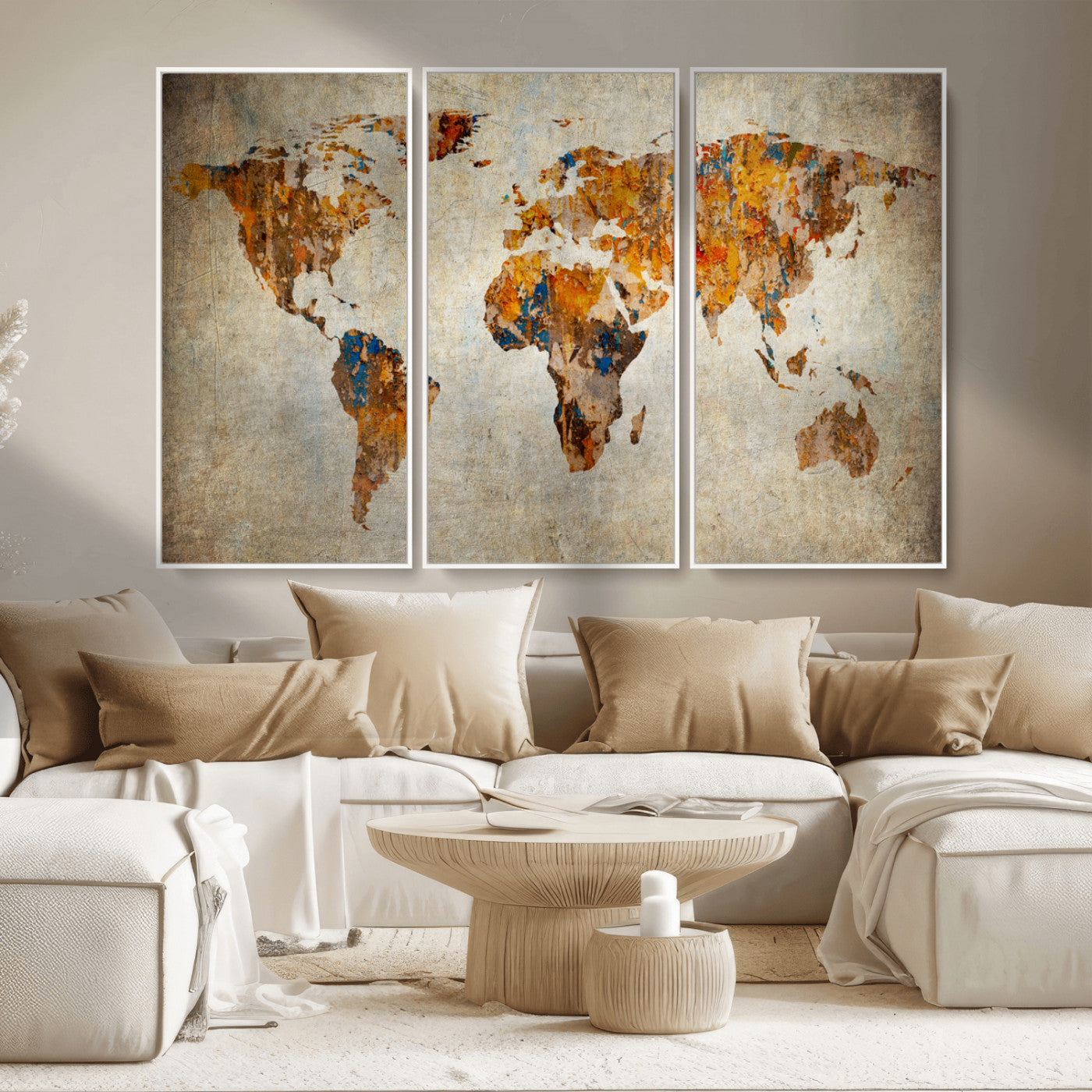 MGV-FC-48X32-3P - Push Pin World Map Canvas Print – Framed Wall Art for Couples to Track Their Travels – Anniversary
