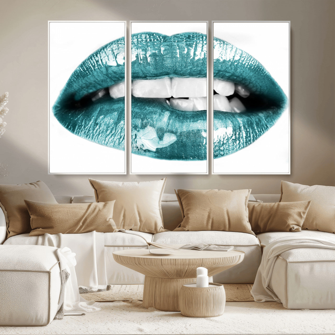 MGV-FC-48X32-3P - Blue Lips Wall Art Canvas Print