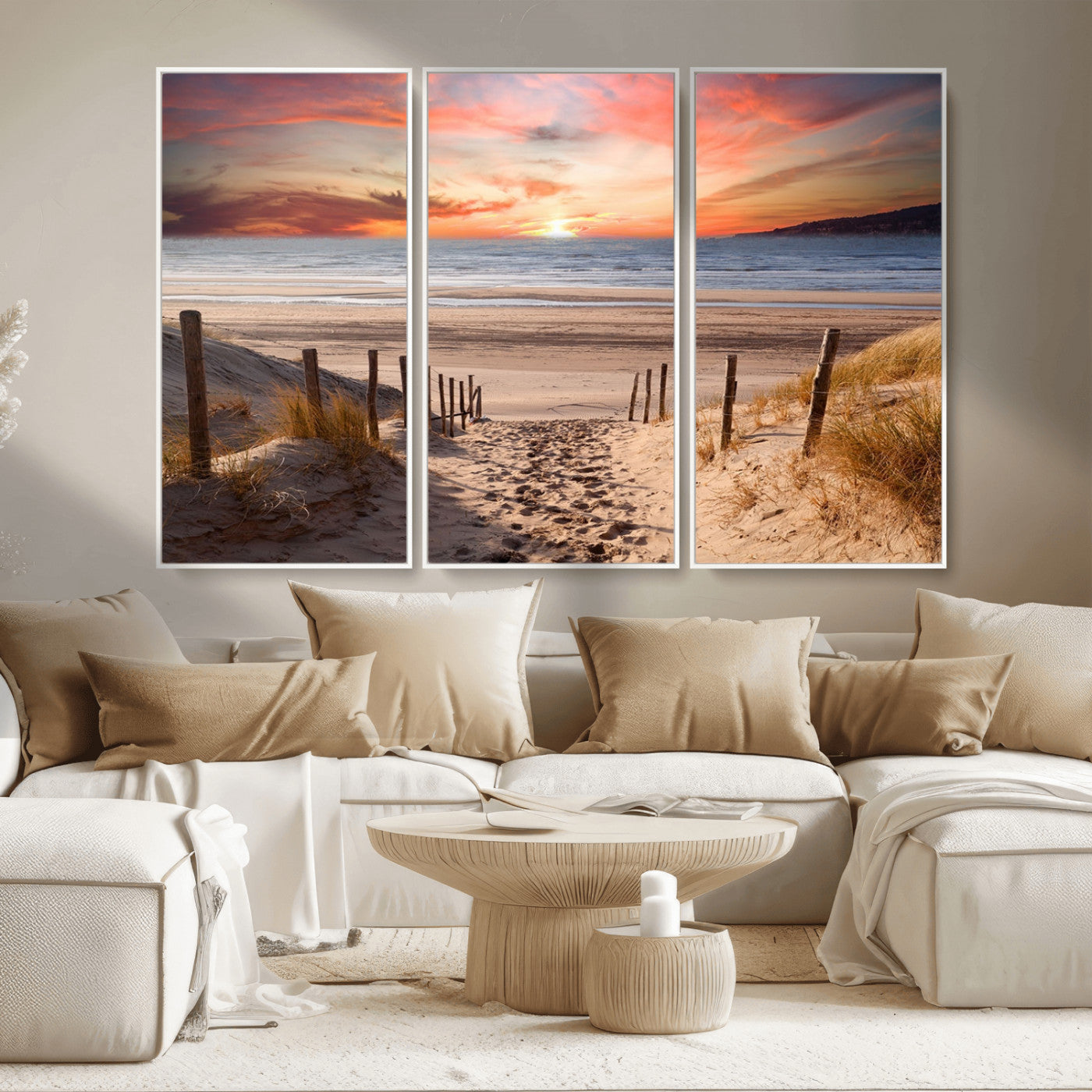MGV-FC-48X32-3P - Sunset on the Sea Wall Art Canvas Print
