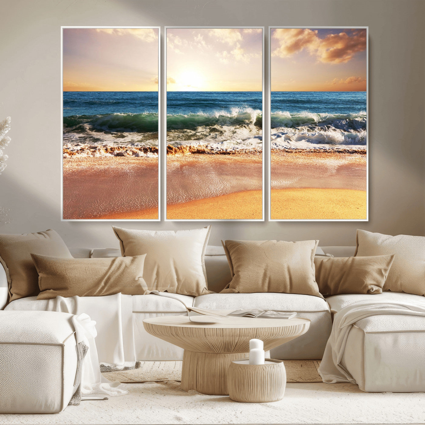 MGV-FC-48X32-3P - Serene Beach Path Canvas Art, Giclee Canvas Print with Gallery Wrap, Coastal Sand Dunes Wall Art Featuring Canon Print Quality