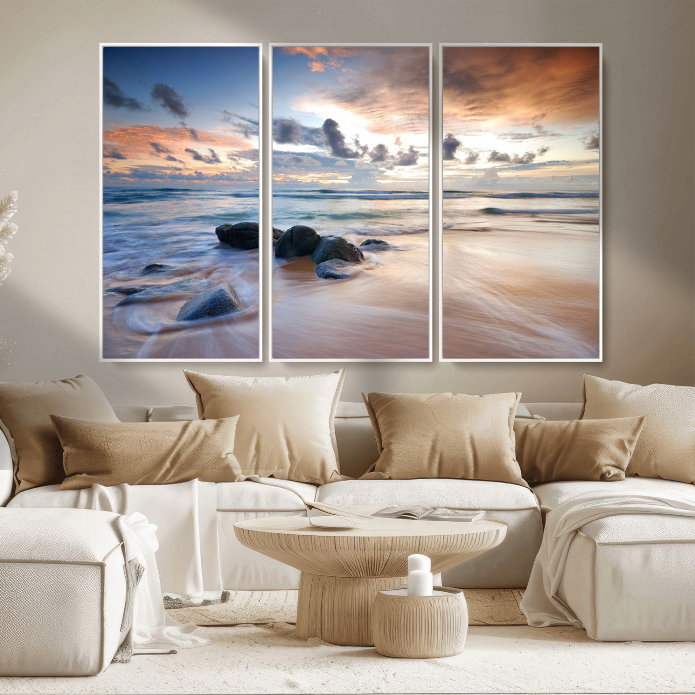 MGV-FC-48X32-3P - Serene Weather On The Beach Wall Art Canvas Print