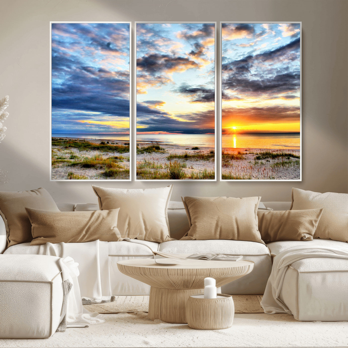 MGV-FC-48X32-3P - Sunset On The Ocean Wall Art Canvas Print