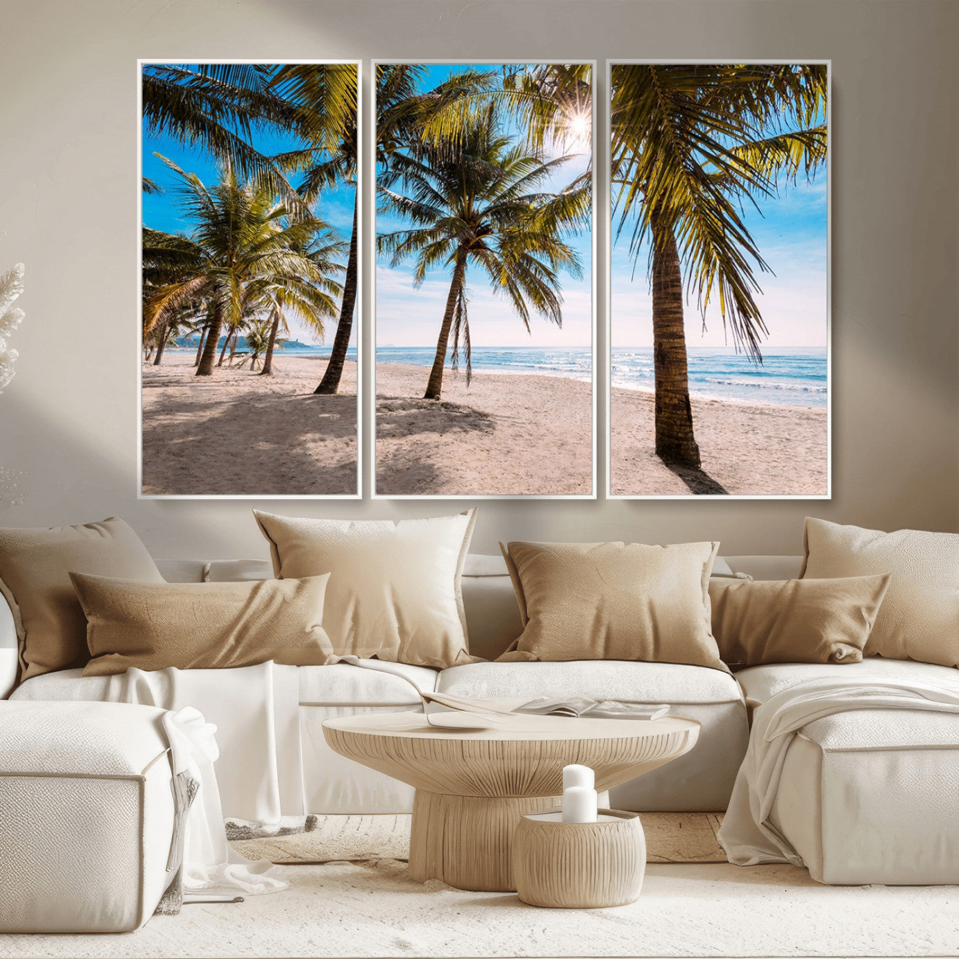 MGV-FC-48X32-3P - Palm Beach Tropical Island Wall Art Canvas Print