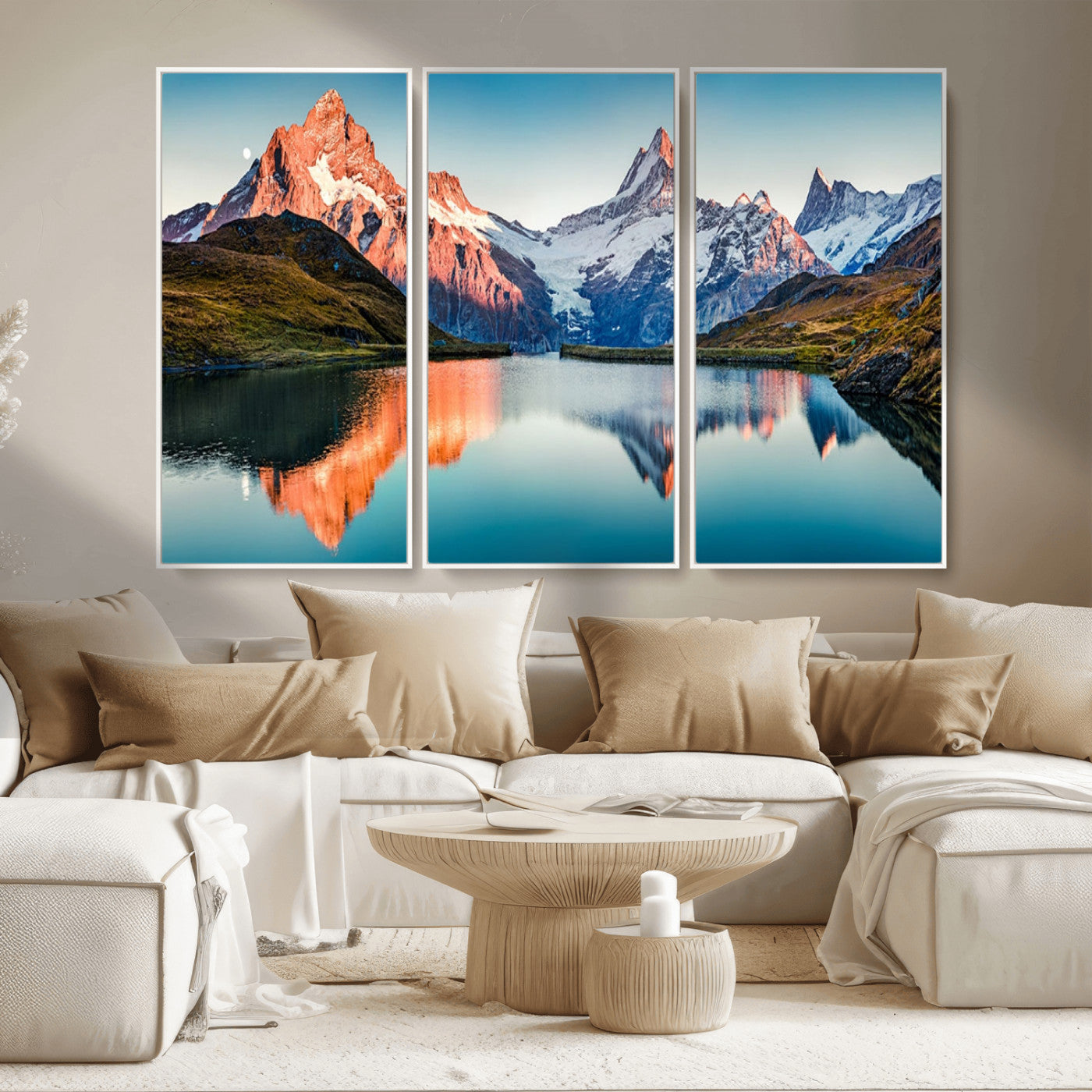 MGV-FC-48X32-3P - Landscape Mountain and Lake View Wall Art Canvas Print
