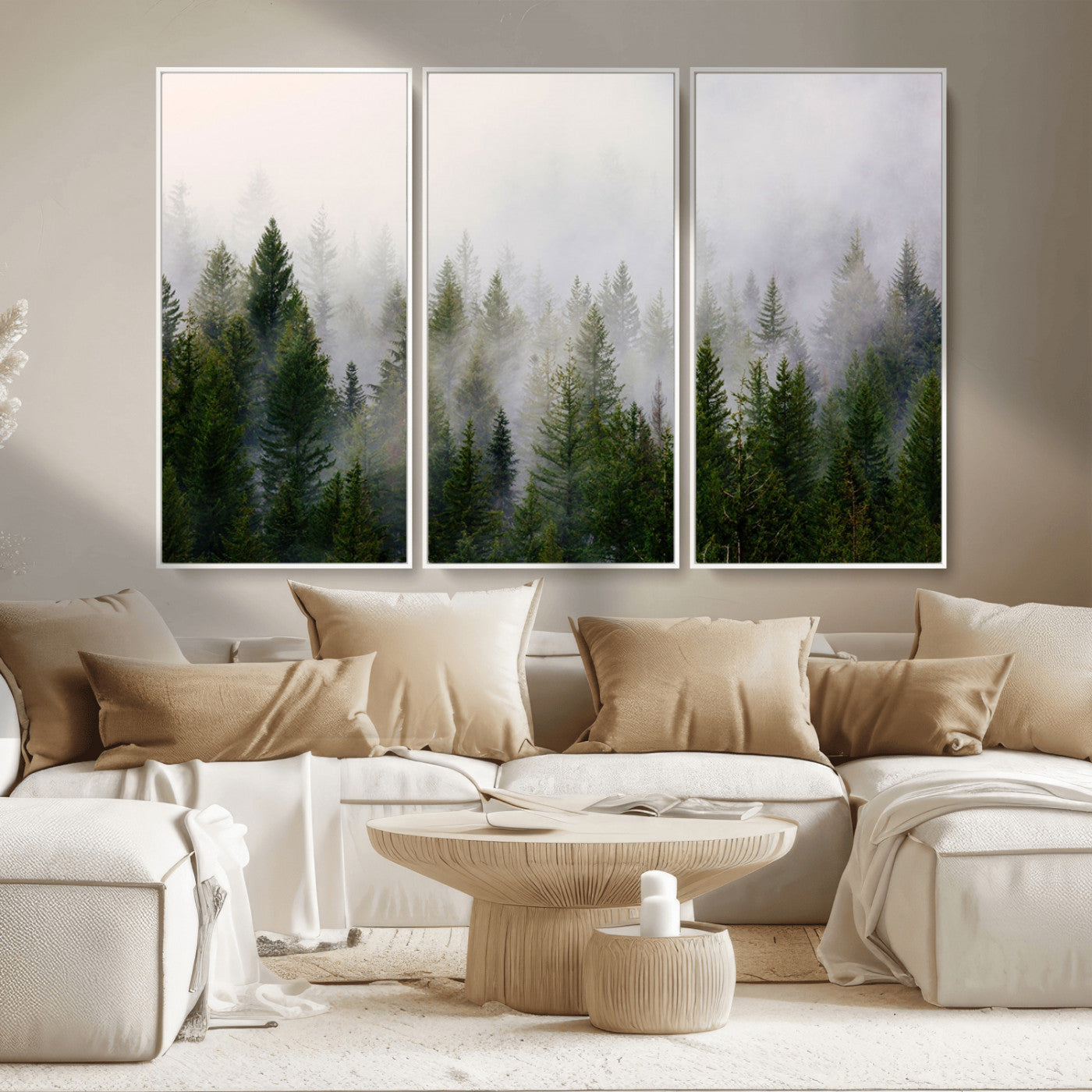 MGV-FC-48X32-3P - Forest Wall Art Canvas Print | Foggy Forest Wall Art | Pine Wood Forest Print