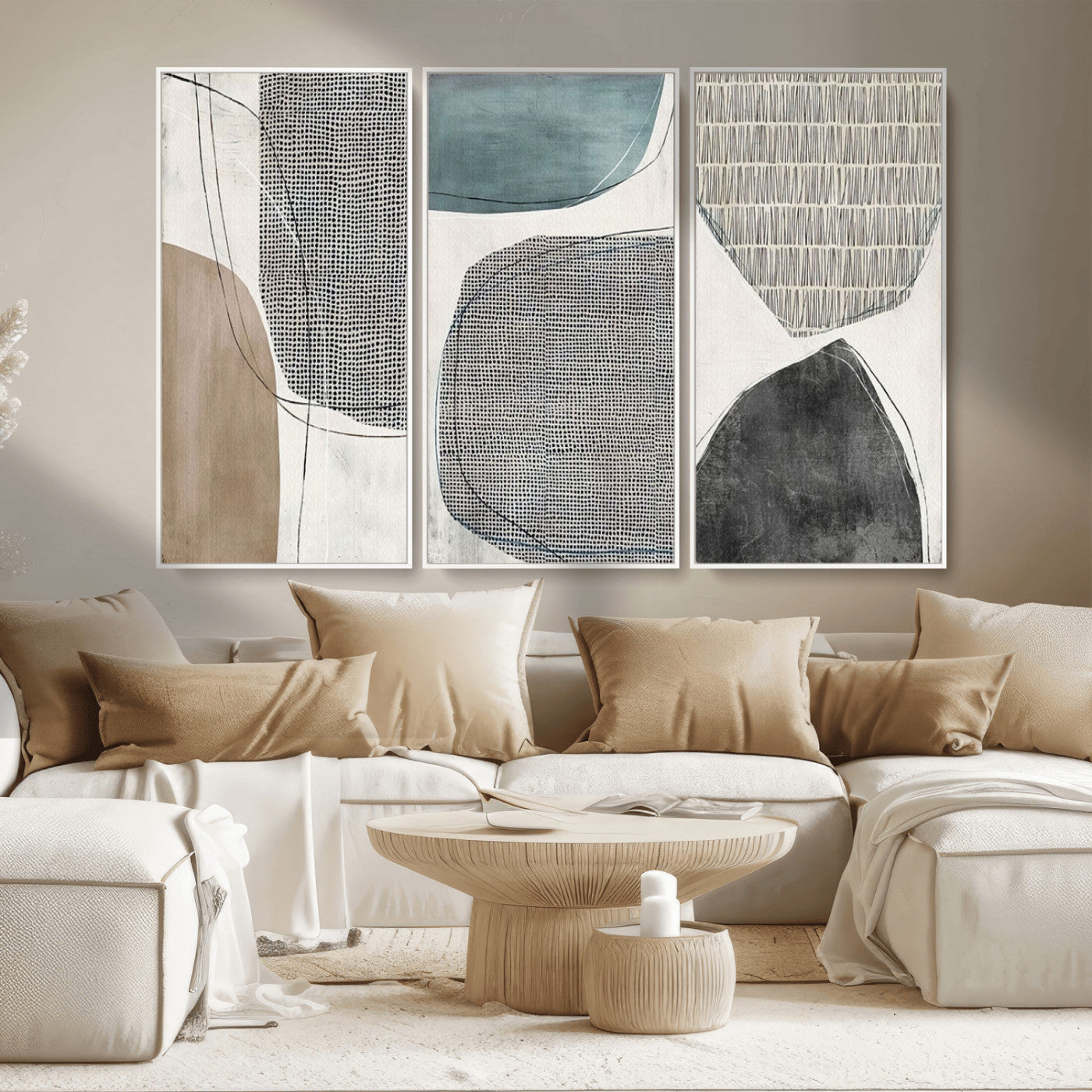 MGV-FC-48X32-3P - Canvas Print Wall Art Abstract Art Boho, Framed Boho Decor Canvas Print