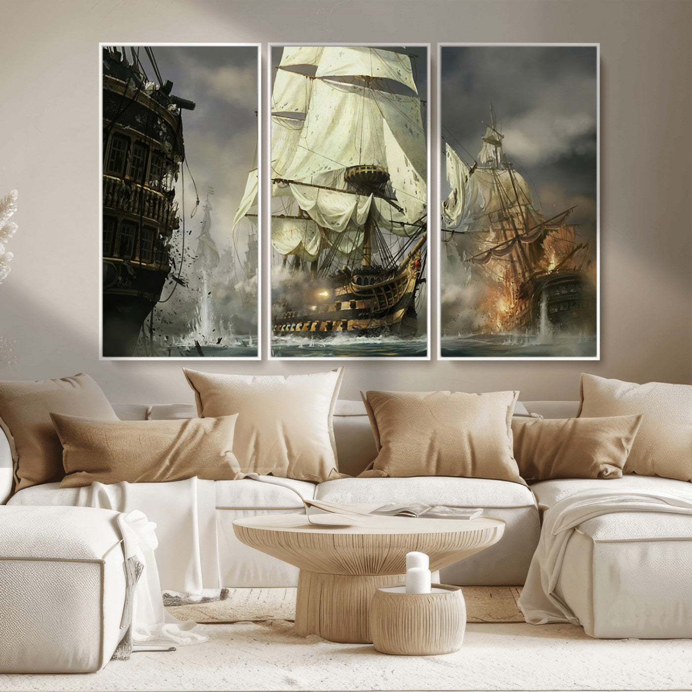 MGV-FC-48X32-3P - Pirate Ship War Wall Art Canvas Print