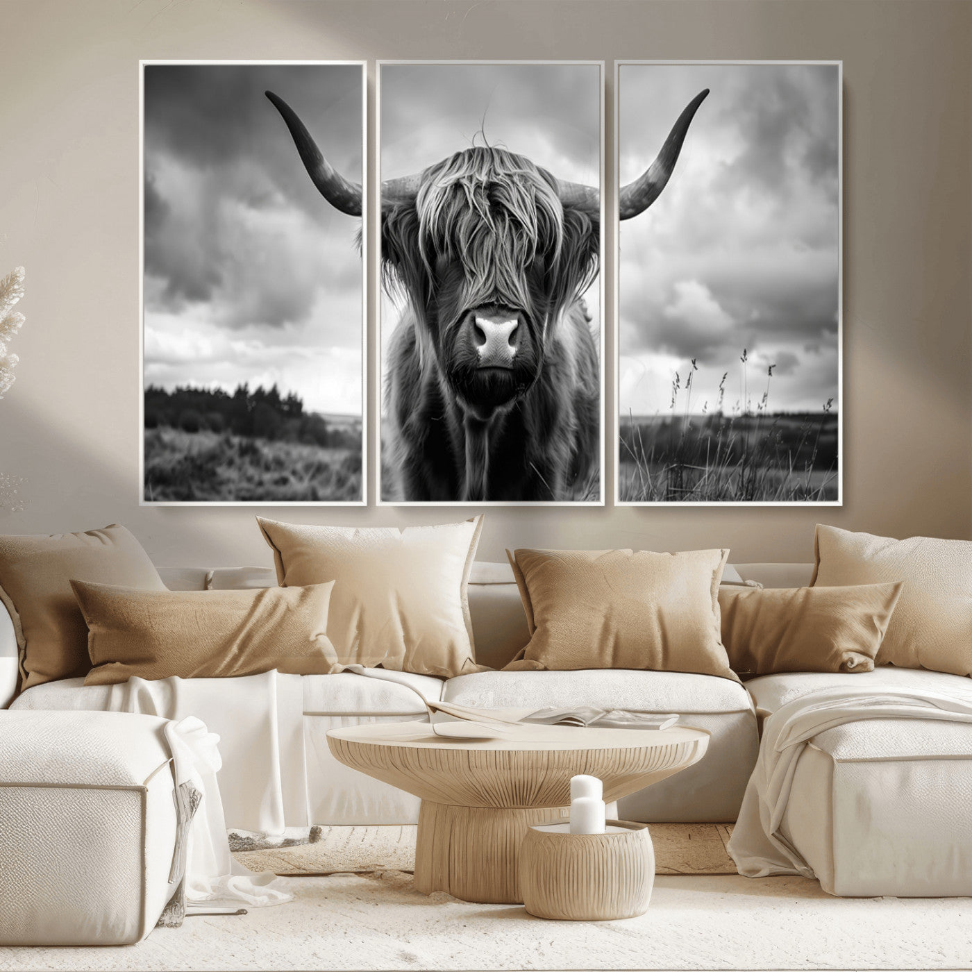 -Scottish Cow Wall Art Canvas Print | Longhorn Wall Art | Bighorn Animal Wall Art