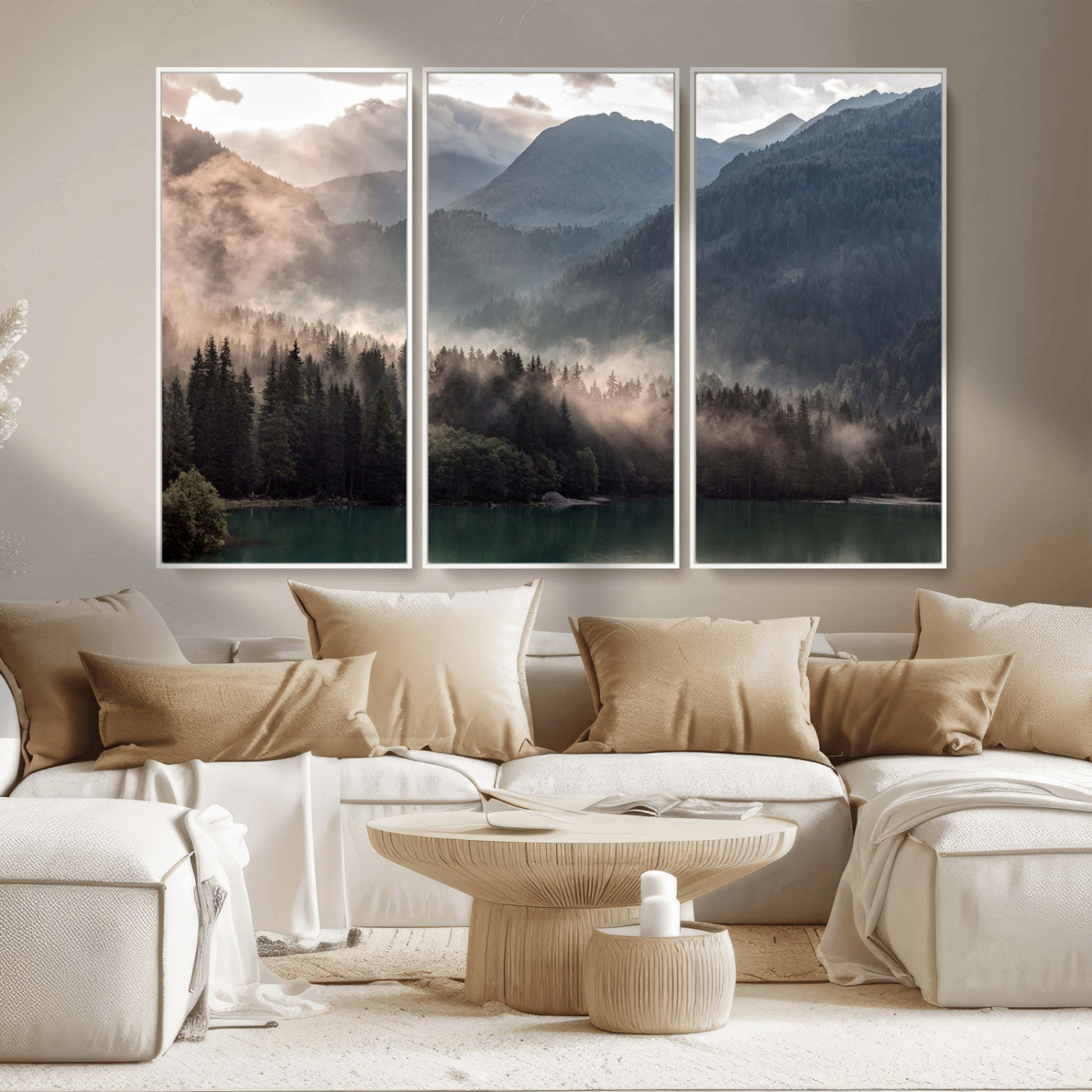 MGV-FC-48X32-3P - Foggy Mountain Canvas Print Forest Wall Art