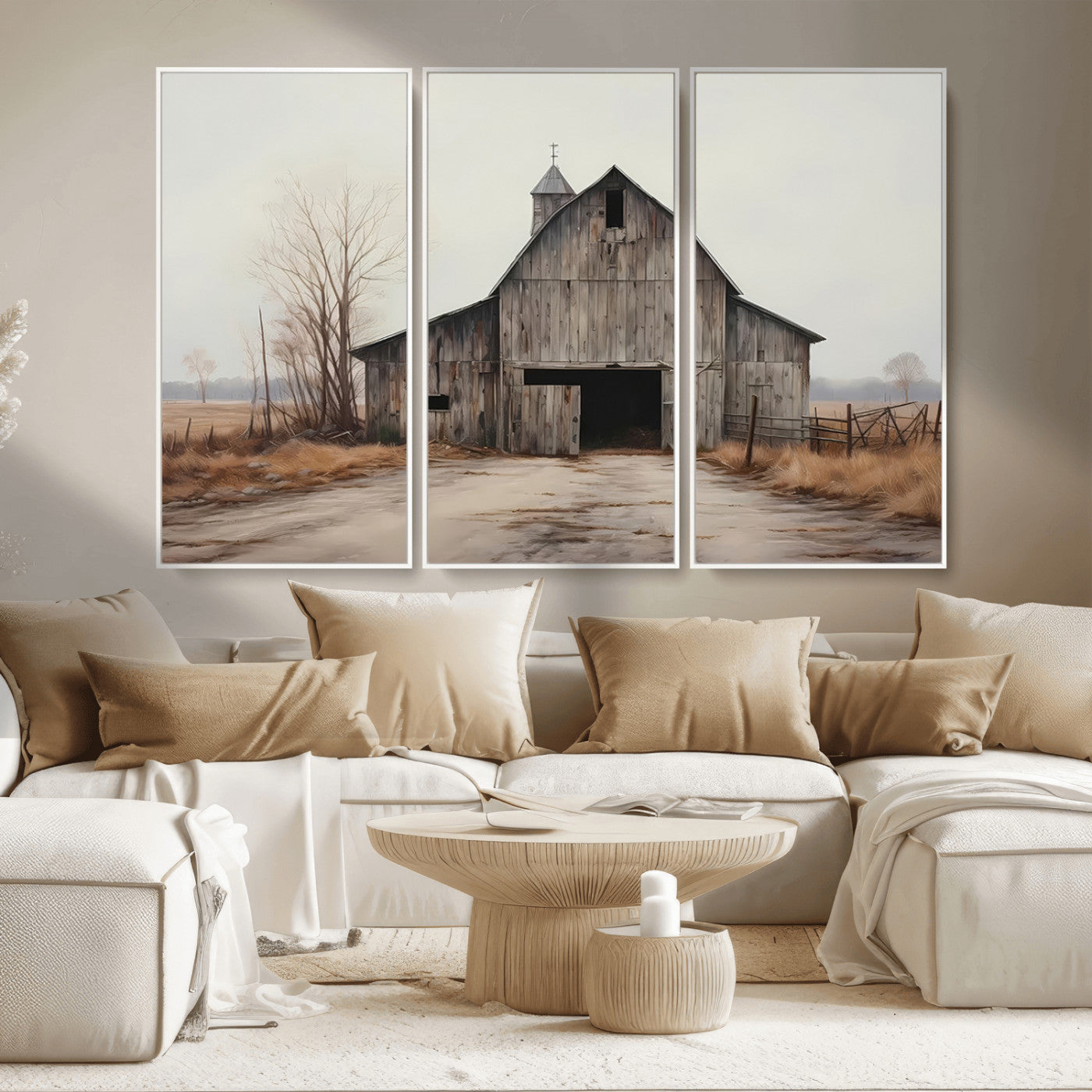 MGV-FC-48X32-3P - Farmhouse Rustic Barn Wall Art Canvas Print – Framed and Ready to Hang – Perfect Addition to Farmhouse Wall Décor