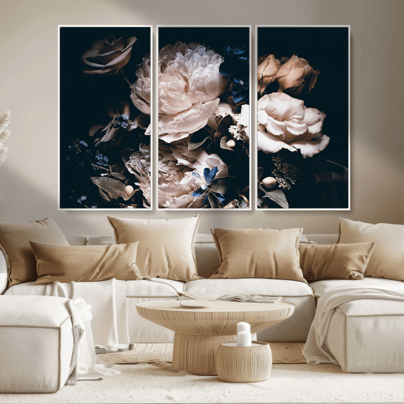 MGV-FC-48X32-3P - Pink Peonies Flowers Large Canvas Art Print