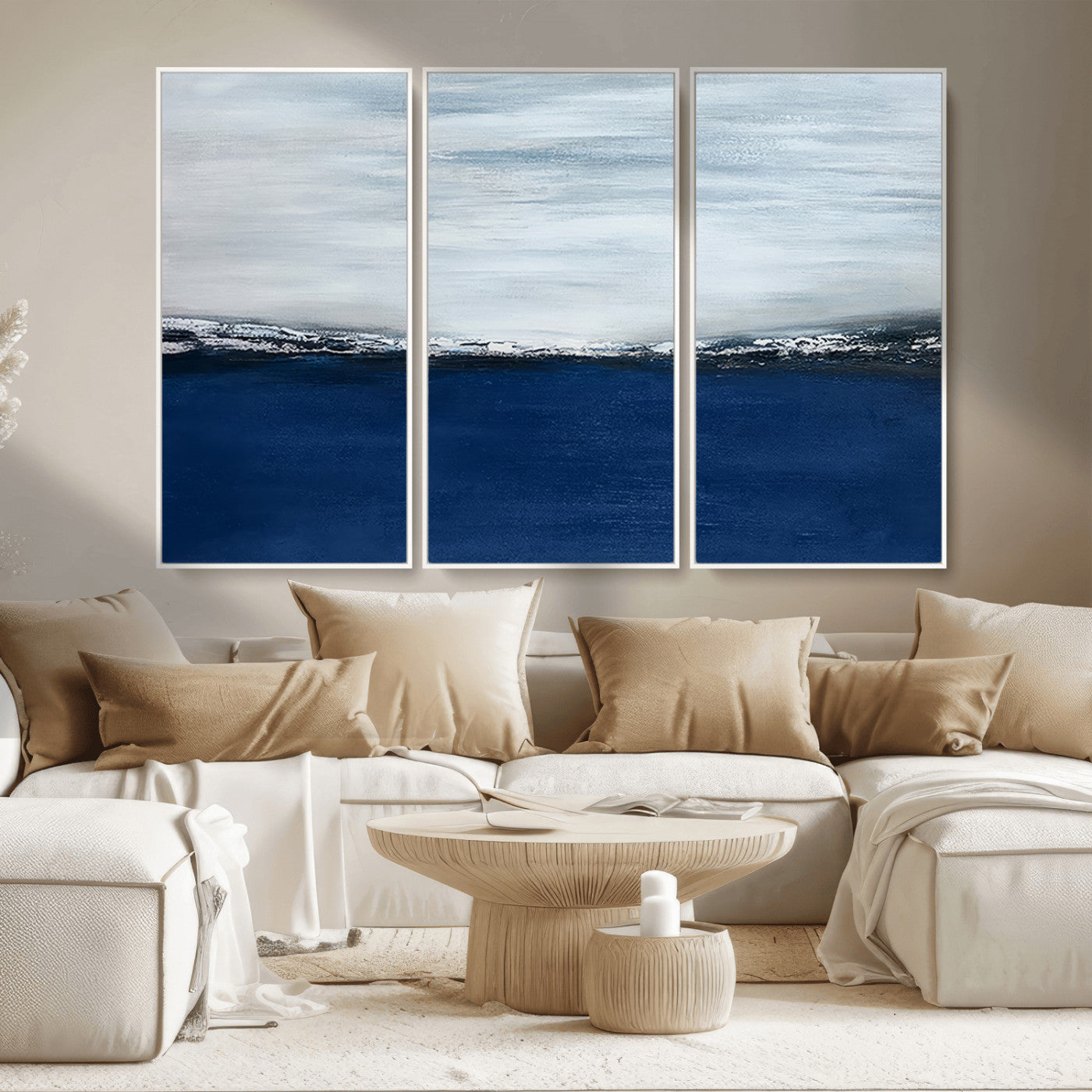 MGV-FC-48X32-3P - Navy Blue Abstract Wall Art Canvas Print