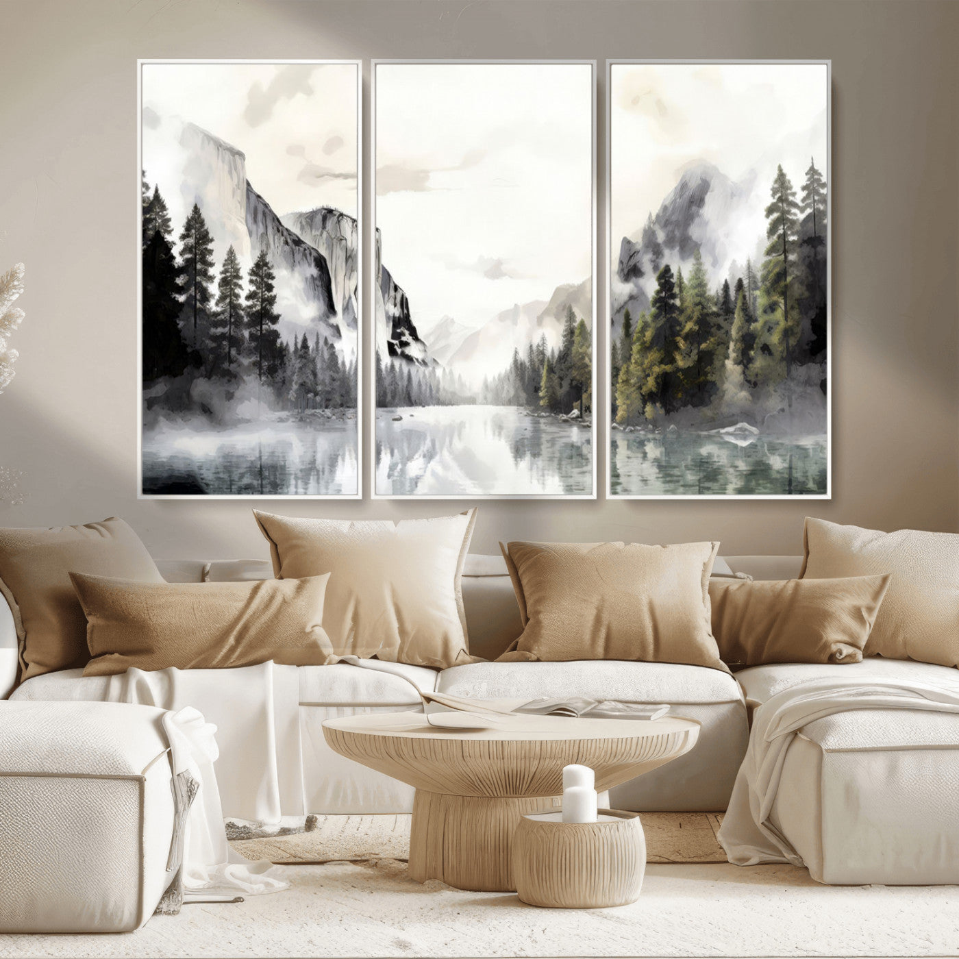 MGV-FC-48X32-3P - Yosemite Valley Wall Art Canvas Print – Framed and Ready to Hang – Majestic Nature Landscape Décor