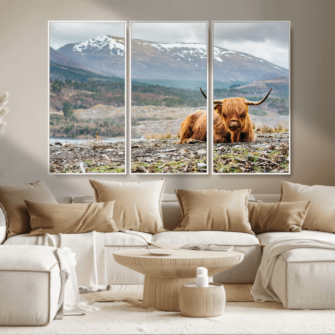 -Highland Cow Horn Farm Wall Art Canvas Print