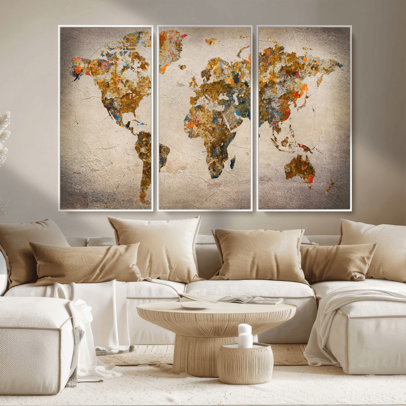 MGV-FC-48X32-3P - Push Pin World Map Canvas Print – Framed Wall Art for Couples to Track Their Travels – Anniversary