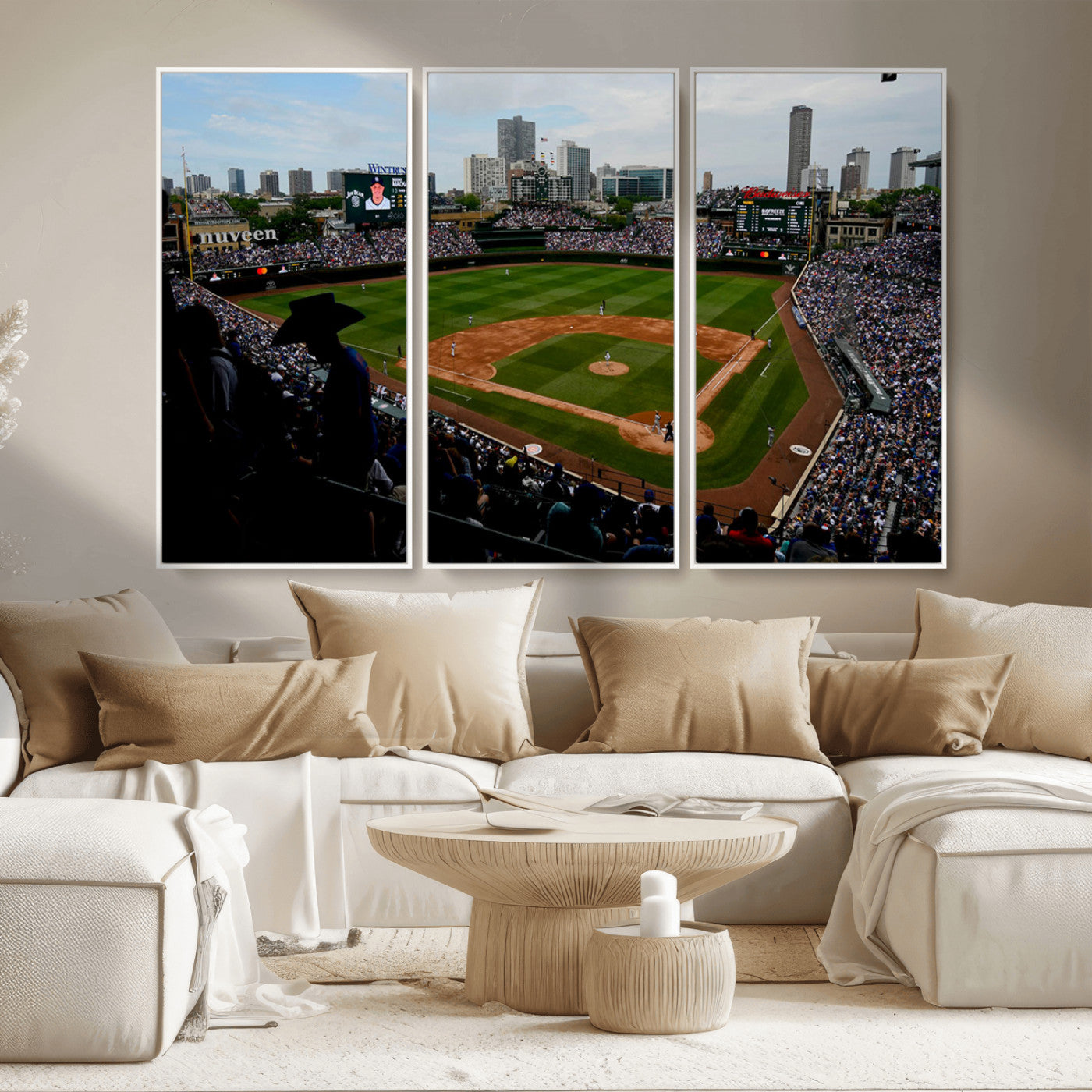 MGV-FC-48X32-3P - Chicago Cubs Baseball Team Print - Wrigley Field Stadium Wall Art Canvas Print
