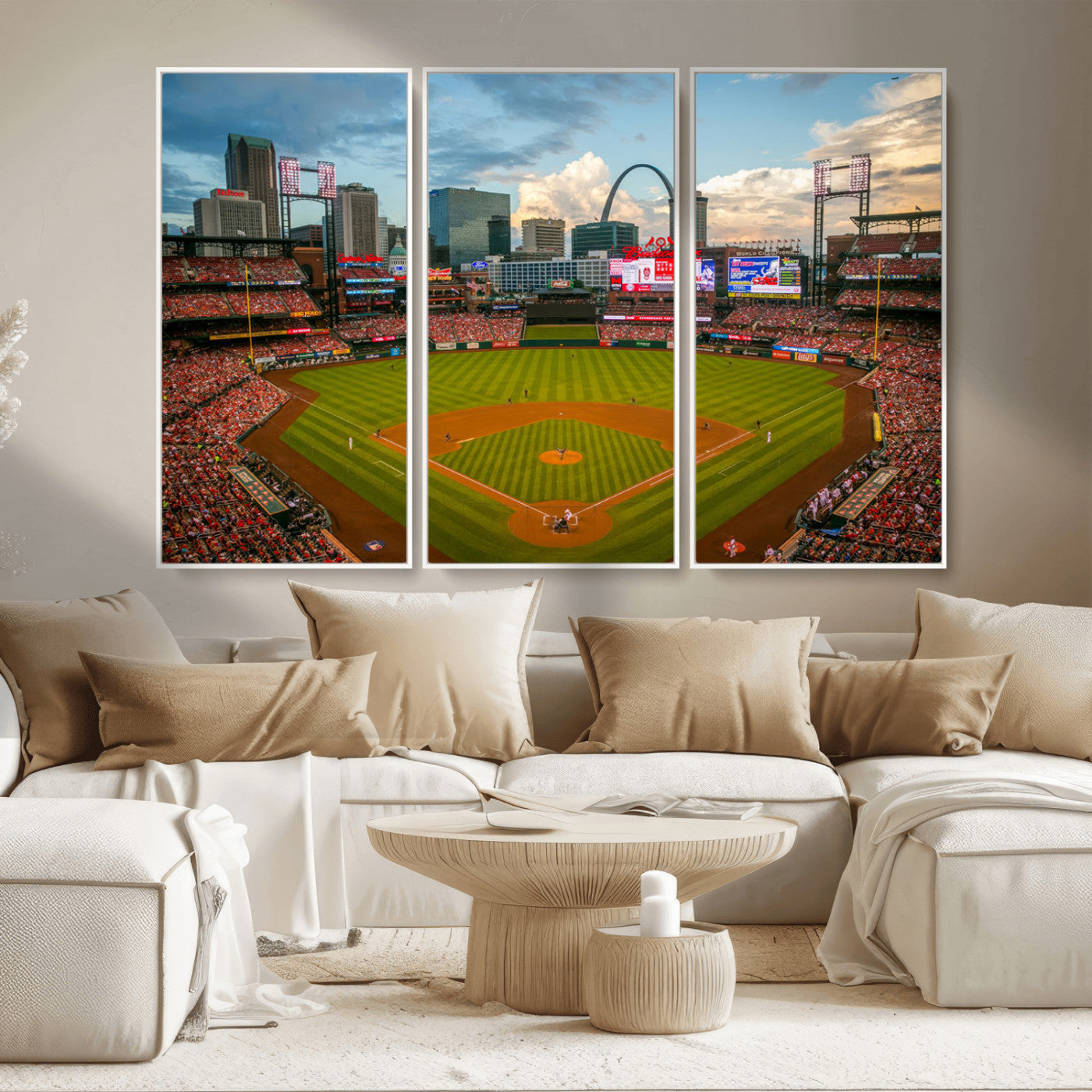 MGV-FC-48X32-3P - Busch Stadium Wall Art Print | St. Louis Cardinals Baseball Stadium Canvas Print | Framed Sports Decor for Living Room, Man Cave Decor