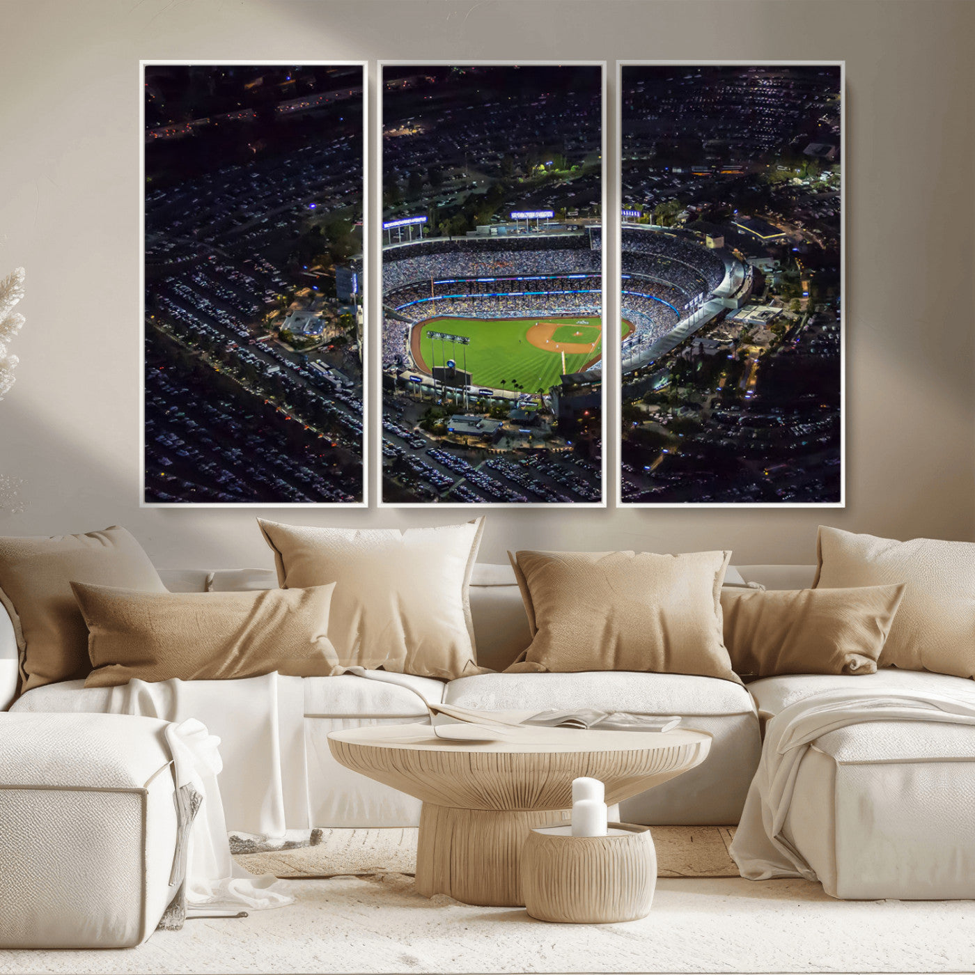 MGV-FC-48X32-3P - Los Angeles Dodgers Baseball Team Print - California Dodger Stadium Wall Art Canvas Print