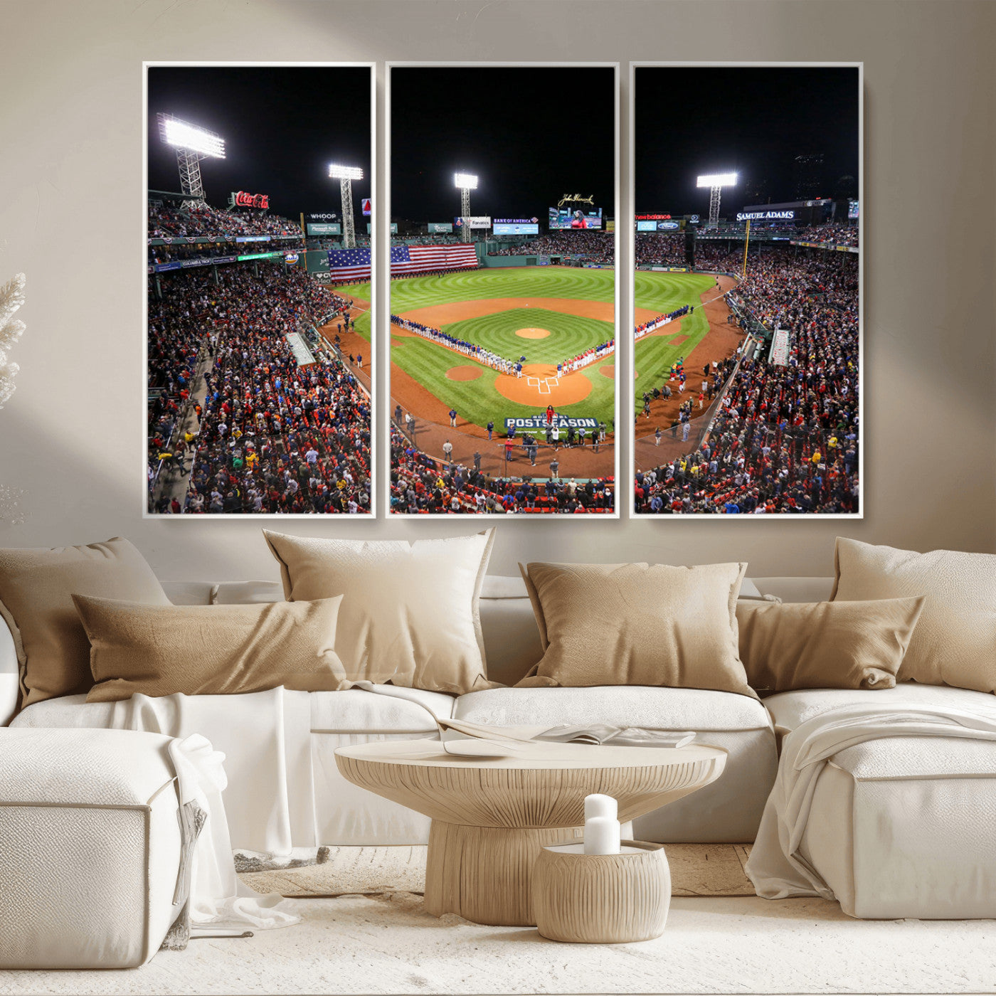 MGV-FC-48X32-3P - Fenway Park Wall Art Canvas Print | Large Baseball Stadium Canvas Print for Boston Red Sox Fans | Framed Ready-to-Hang Boston Sports Decor Artwork