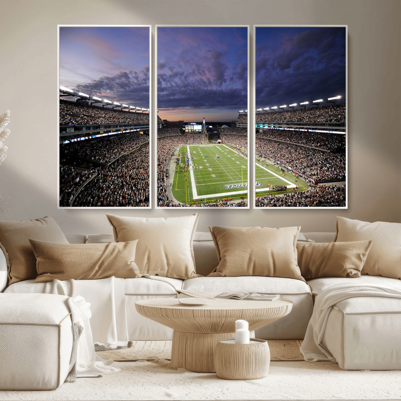 MGV-FC-48X32-3P - New England Patriots Football Team Print - Foxborough Gillette Stadium Wall Art Canvas Print